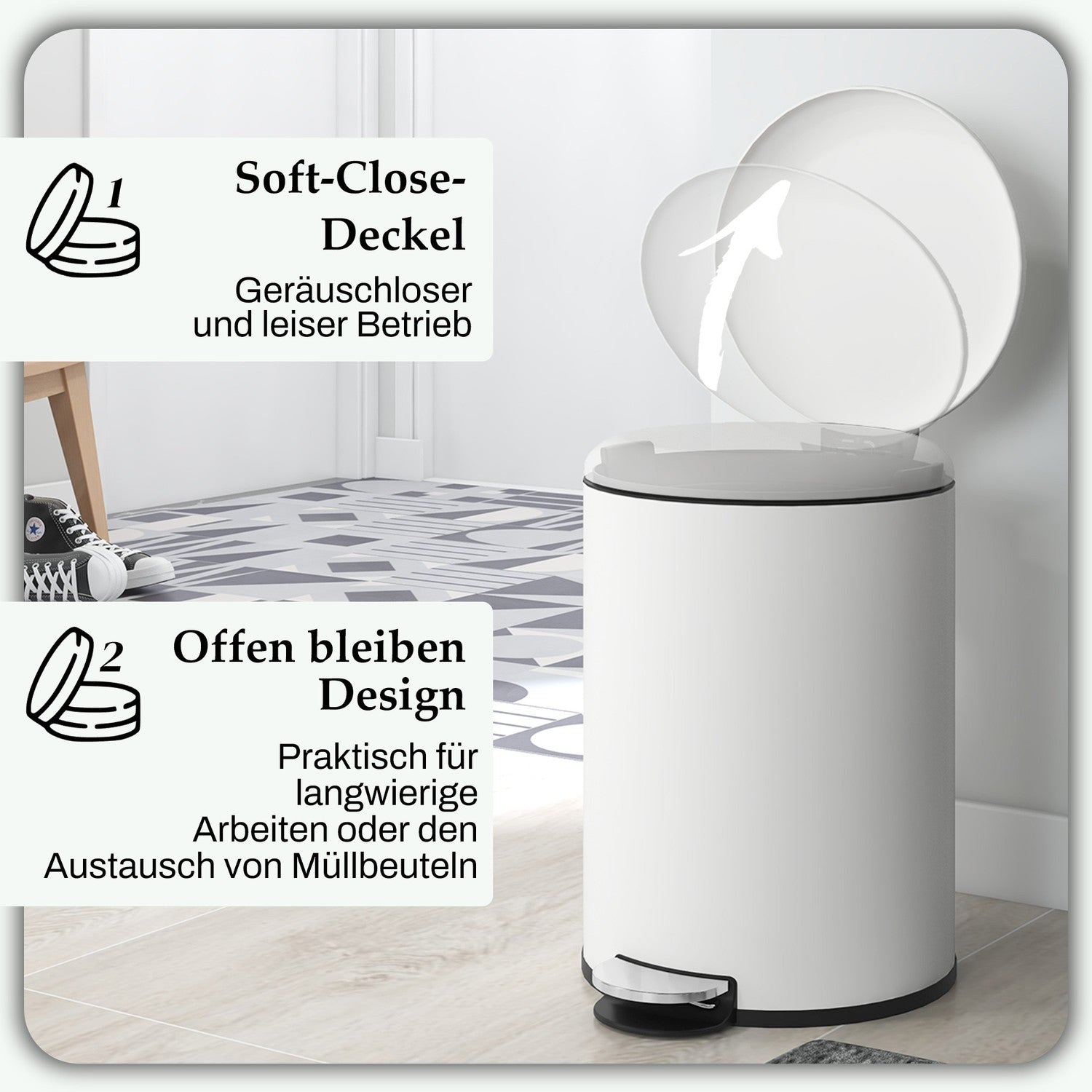 Metallpedalavfallsbehållare med innerkorg, 20L, 36x30x44,5 cm