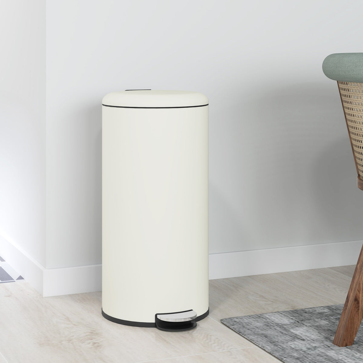 Metallpedalsoptunna med lock – 30L, inre soptunna medföljer