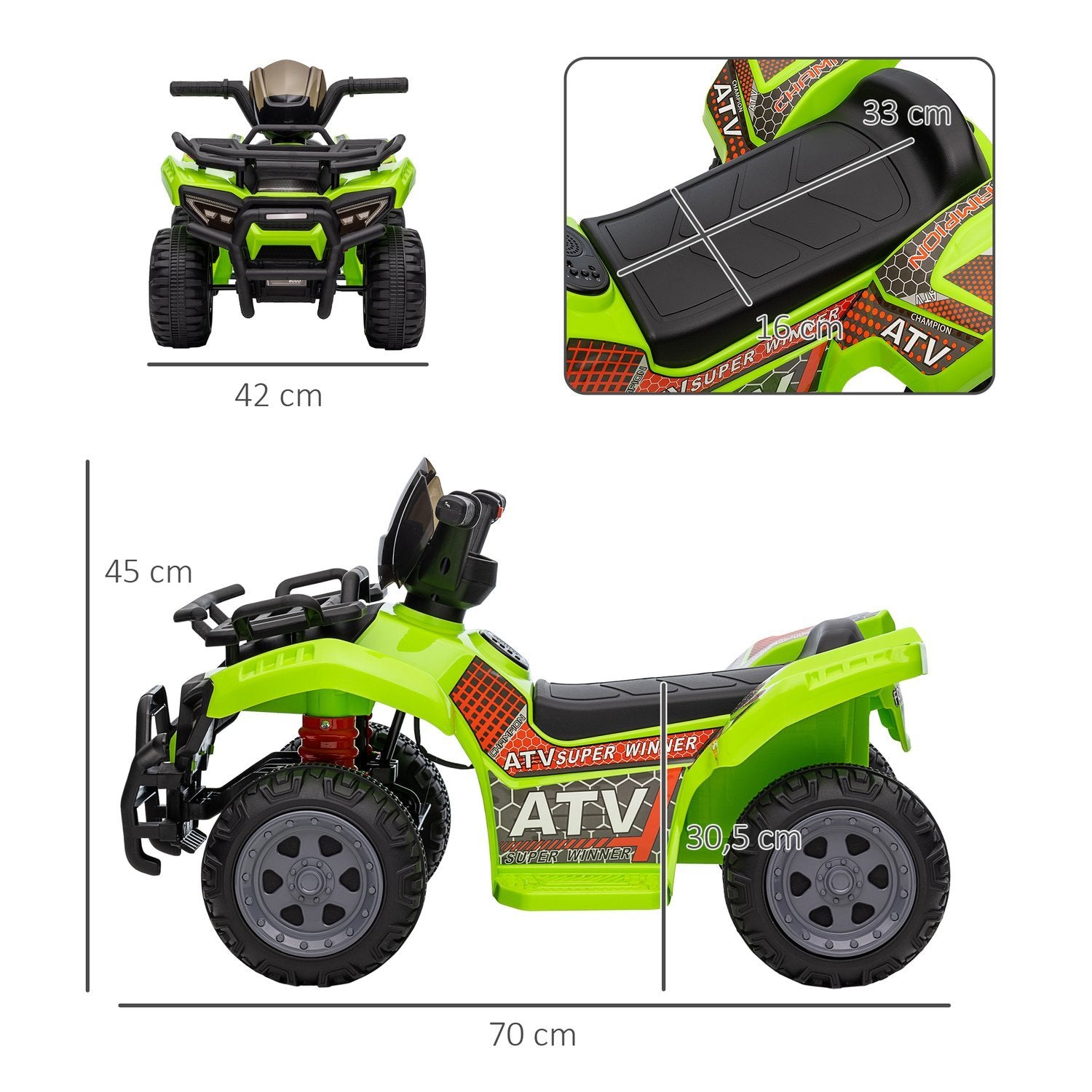 Mini Elektrisk Quad För Barn Elektrisk Atv Barnvagn Framljus Barnfordon Barn Motorcykel Elektrisk Quad För 18-36 Månader Barn Grön