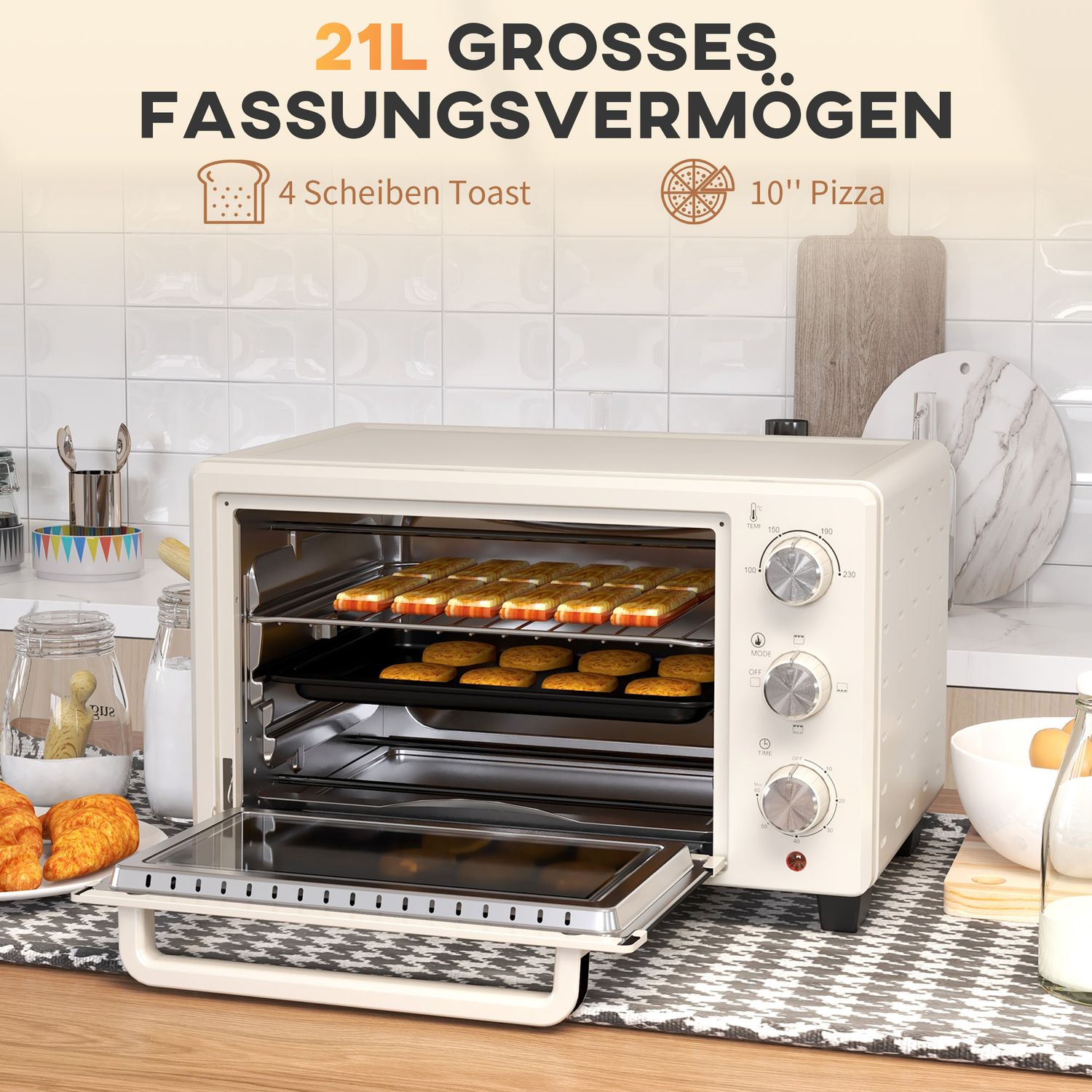 21L miniugn, 1400W med timer, inkluderar bricka och ställ