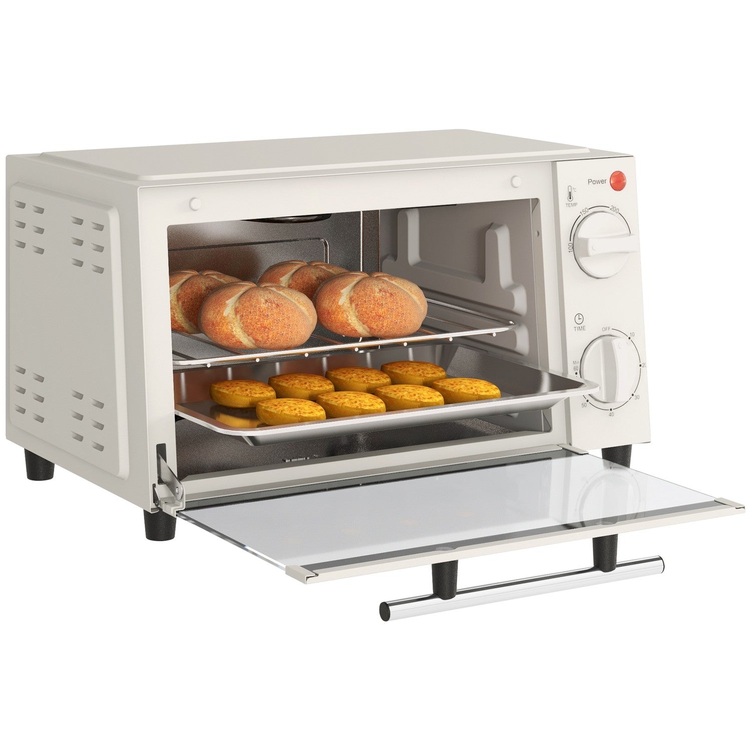 Miniugn 9L – 750W, Timer, Justerbar Temp, Gräddvit