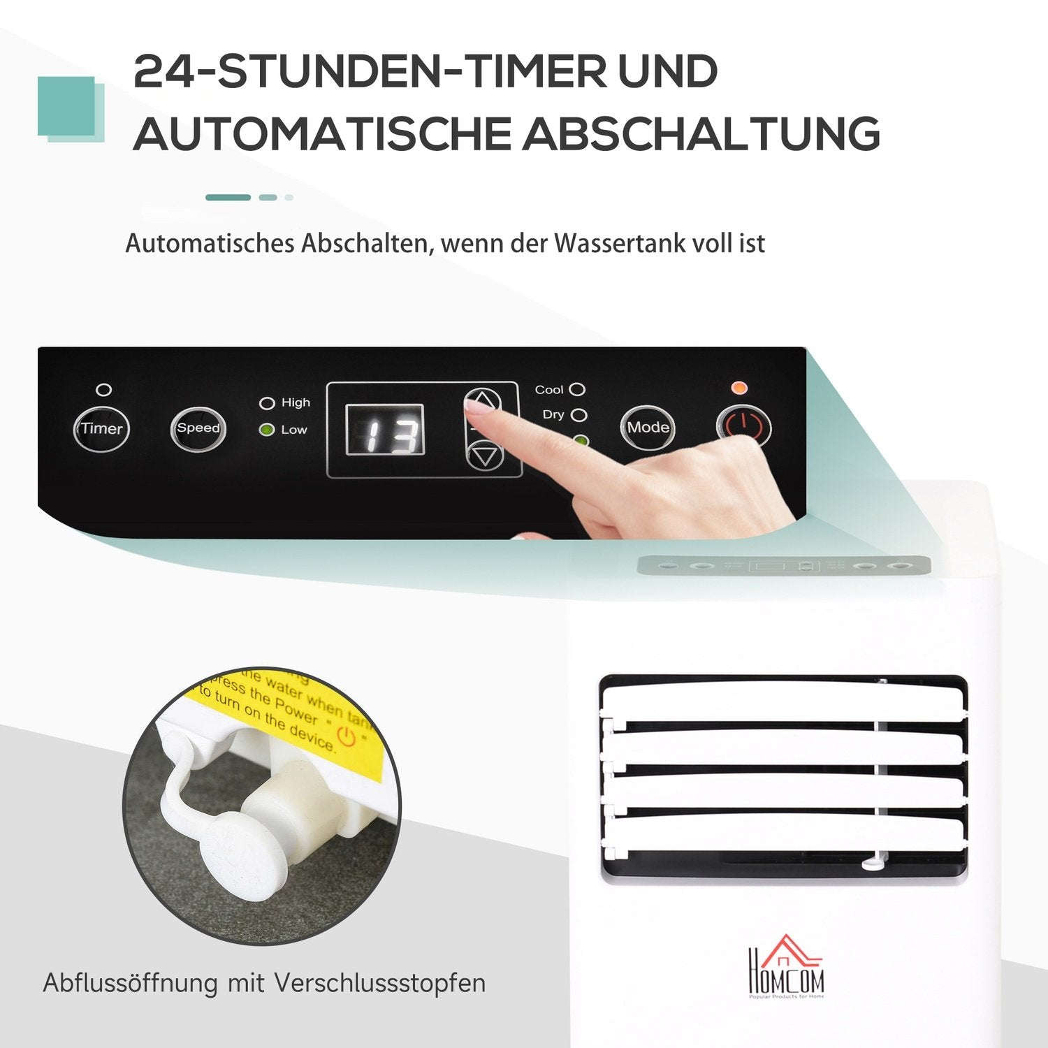 Mobil Luftkonditionering 2,1 Kw 3-I-1 Luftkonditionering Kylning Avfuktning Och Ventilation 12-18㎡ 24H Timer Med Fjärrkontroll 2 Hastighetsnivåer