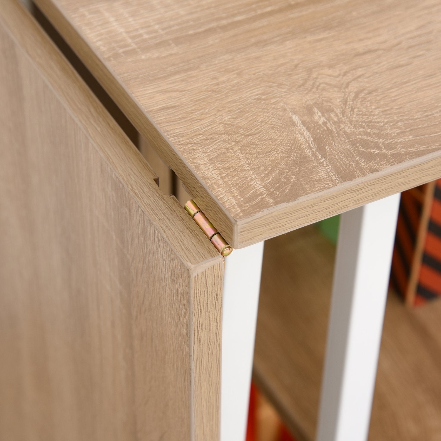 Mobilt hopfällbart skrivbord med hjul, MDF, naturlig finish