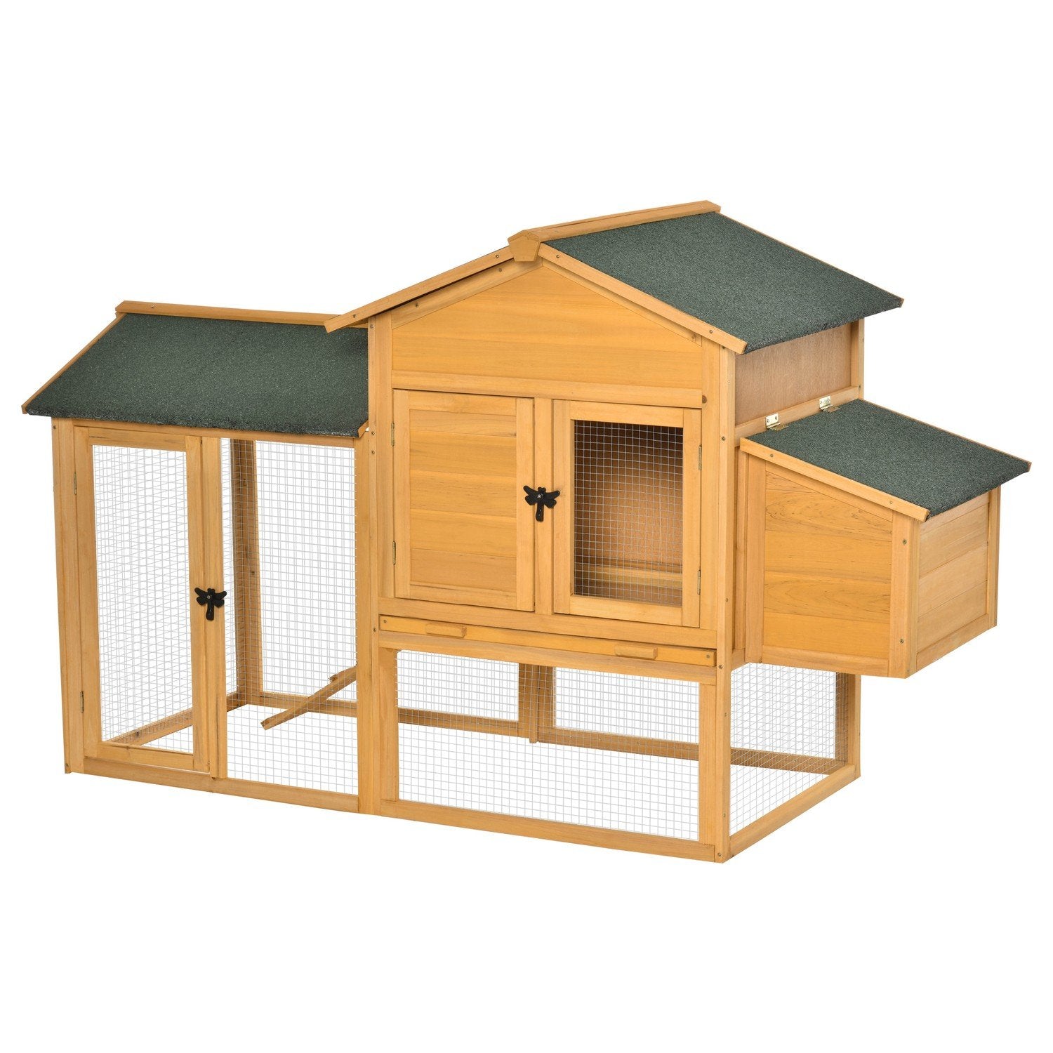 Bantam Chicken Coop Bantam House With Run Fjäderfähus Med Barfönster Häcklåda Gran Wood Gul + Grön 168X75X103 Cm