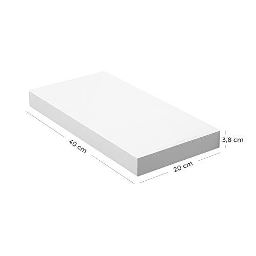 Modern Vit Flytande Vägghylla, 40cm, Rymmer 10-15kg