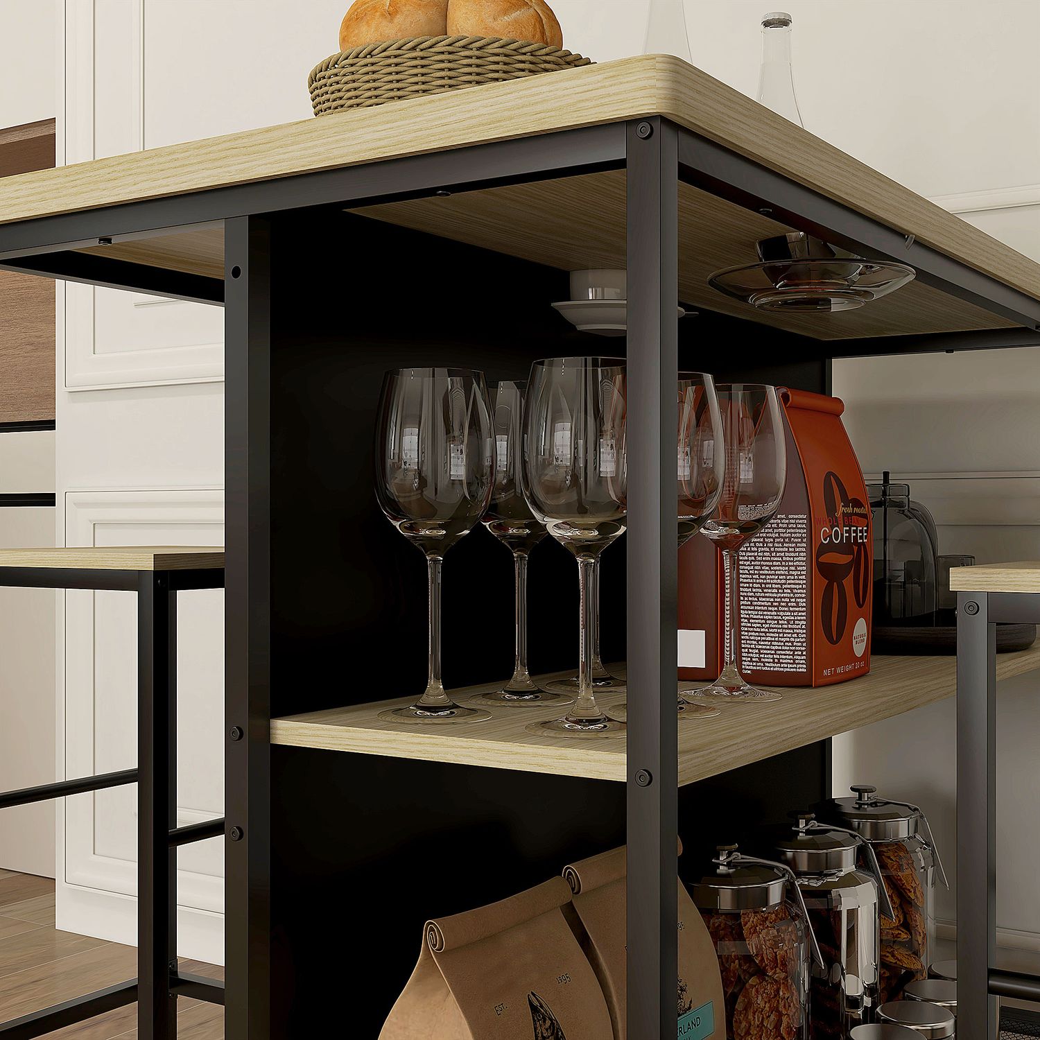 Modernt 3-delat barbordsset med ek och stål