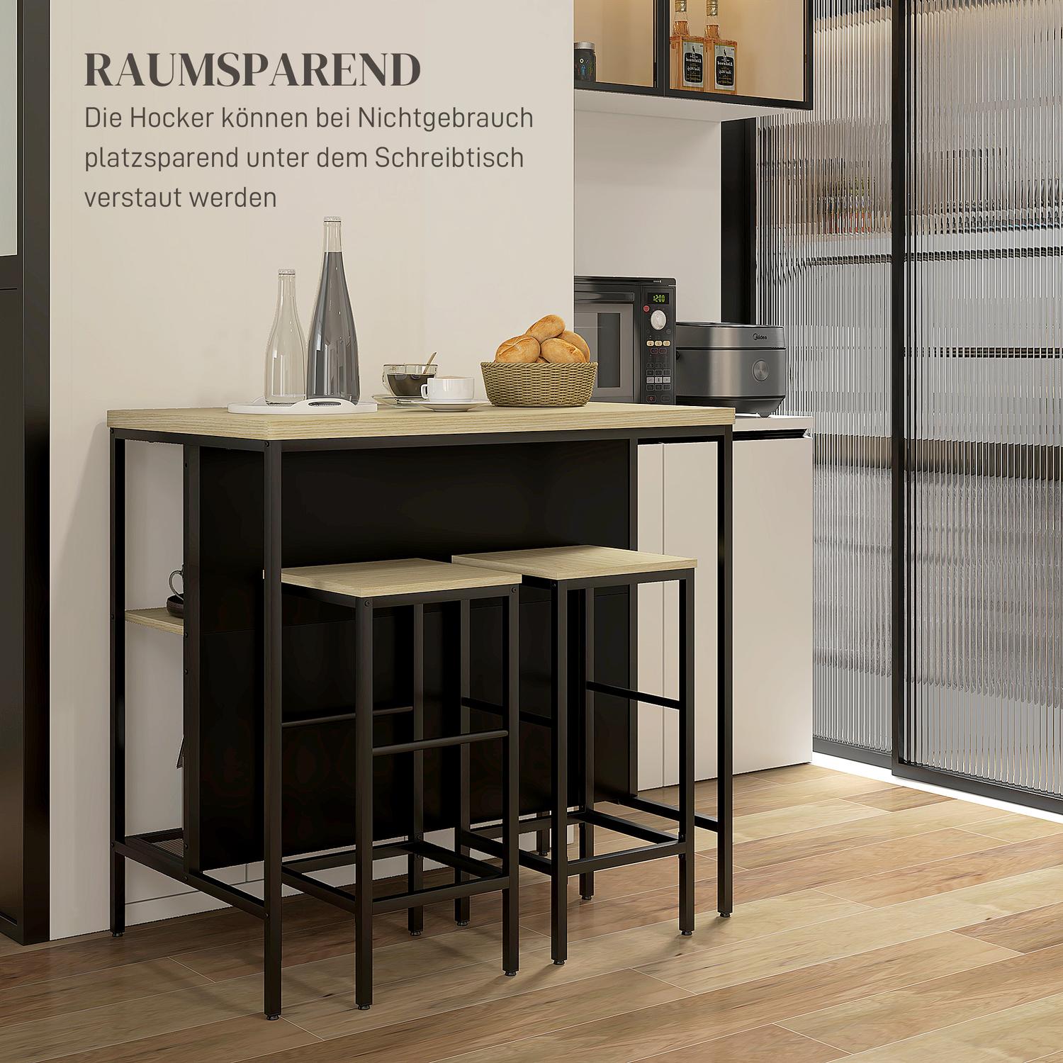 Modernt 3-delat barbordsset med ek och stål