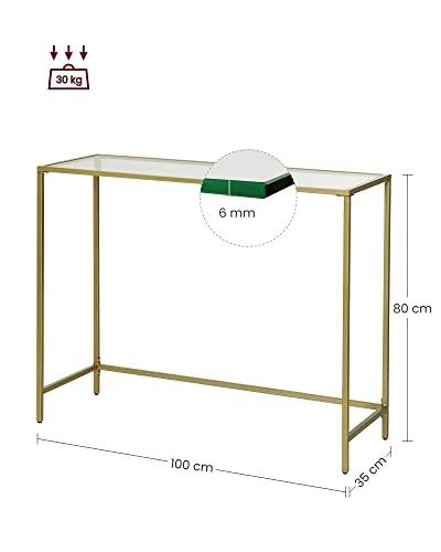 Modernt guld metall & glas konsolbord, 100x35x80 cm