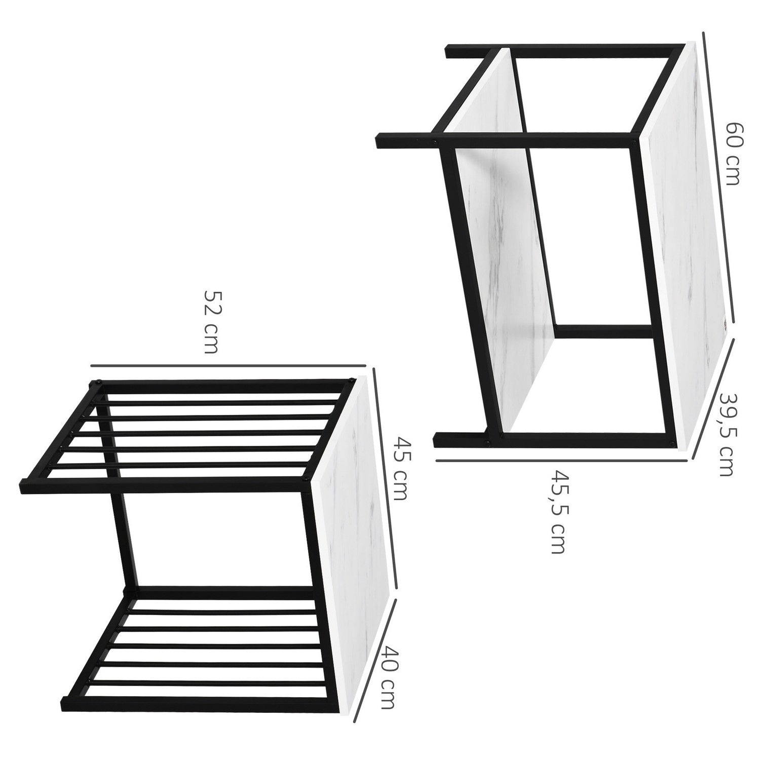 Modernt häckande soffbordsset, marmorlook, stål