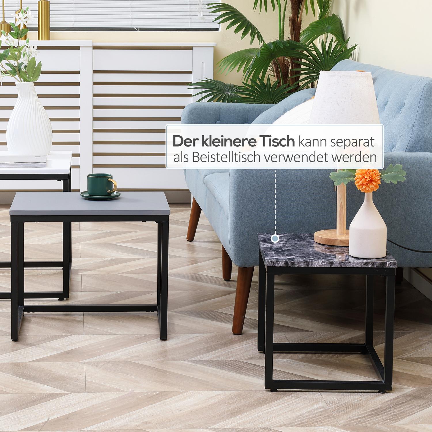 Modernt soffbord med metallunderrede, MDF, tre färger