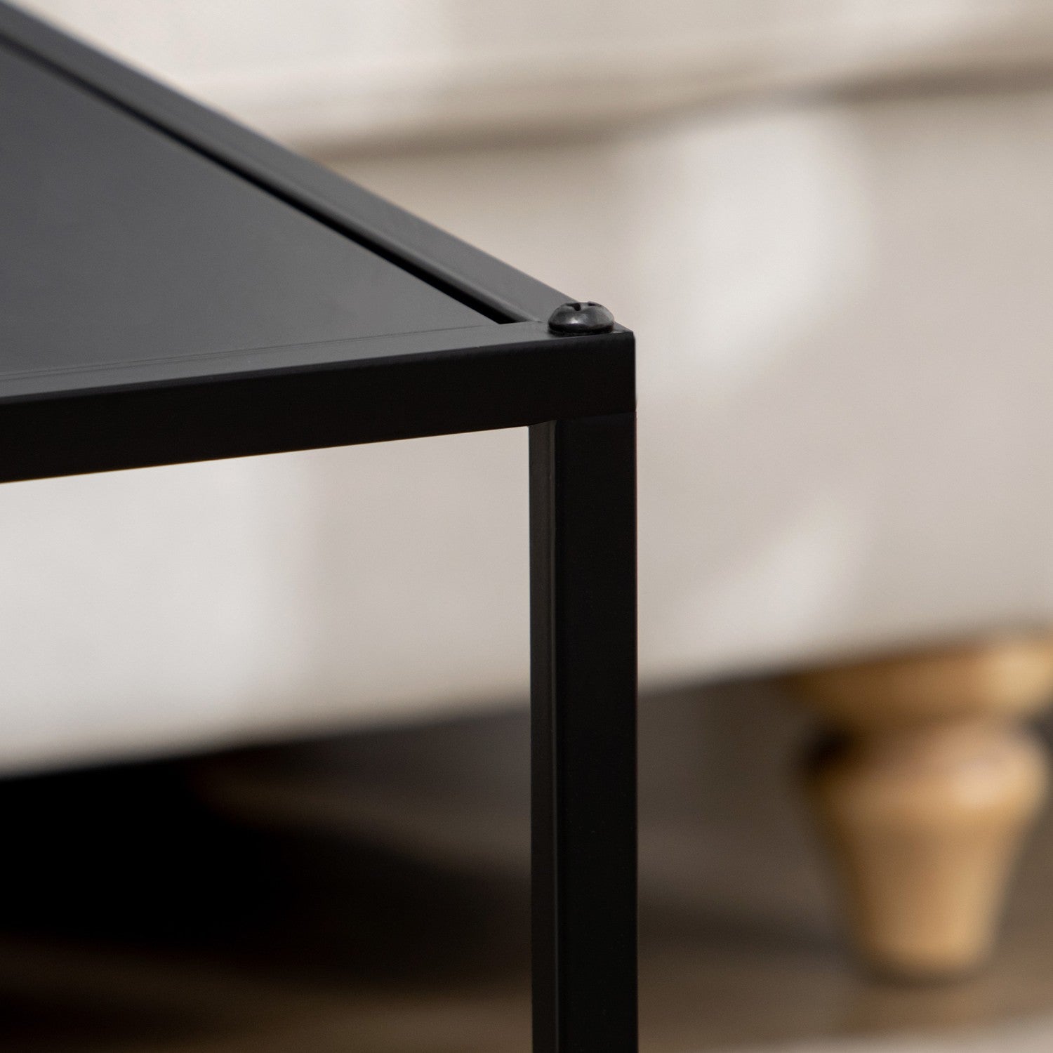 Modernt soffbord set om 2 – Svart stålstomme, 120x59x45Cm