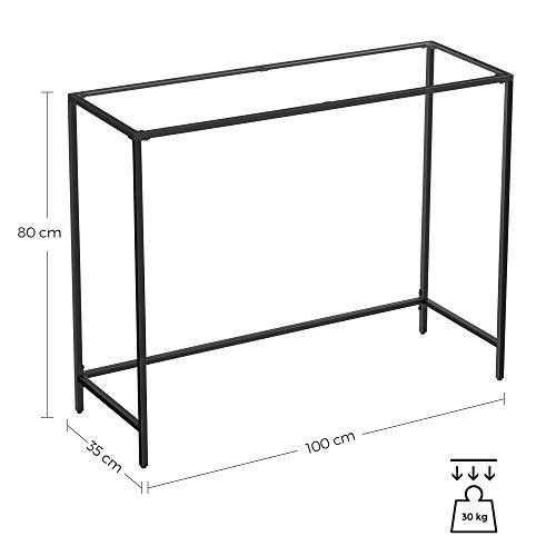 Modernt svart metall & glas konsolbord, 100x35x80 cm