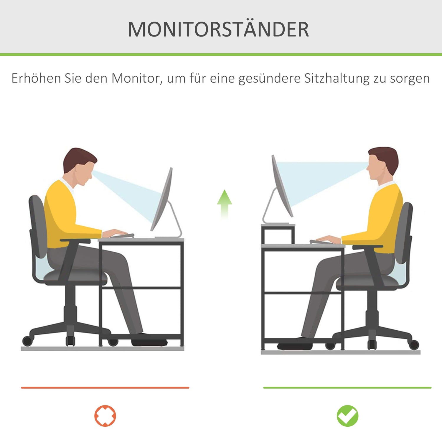 Naturligt trä Monitorställ – Skrivbordsorganisator med lådor
