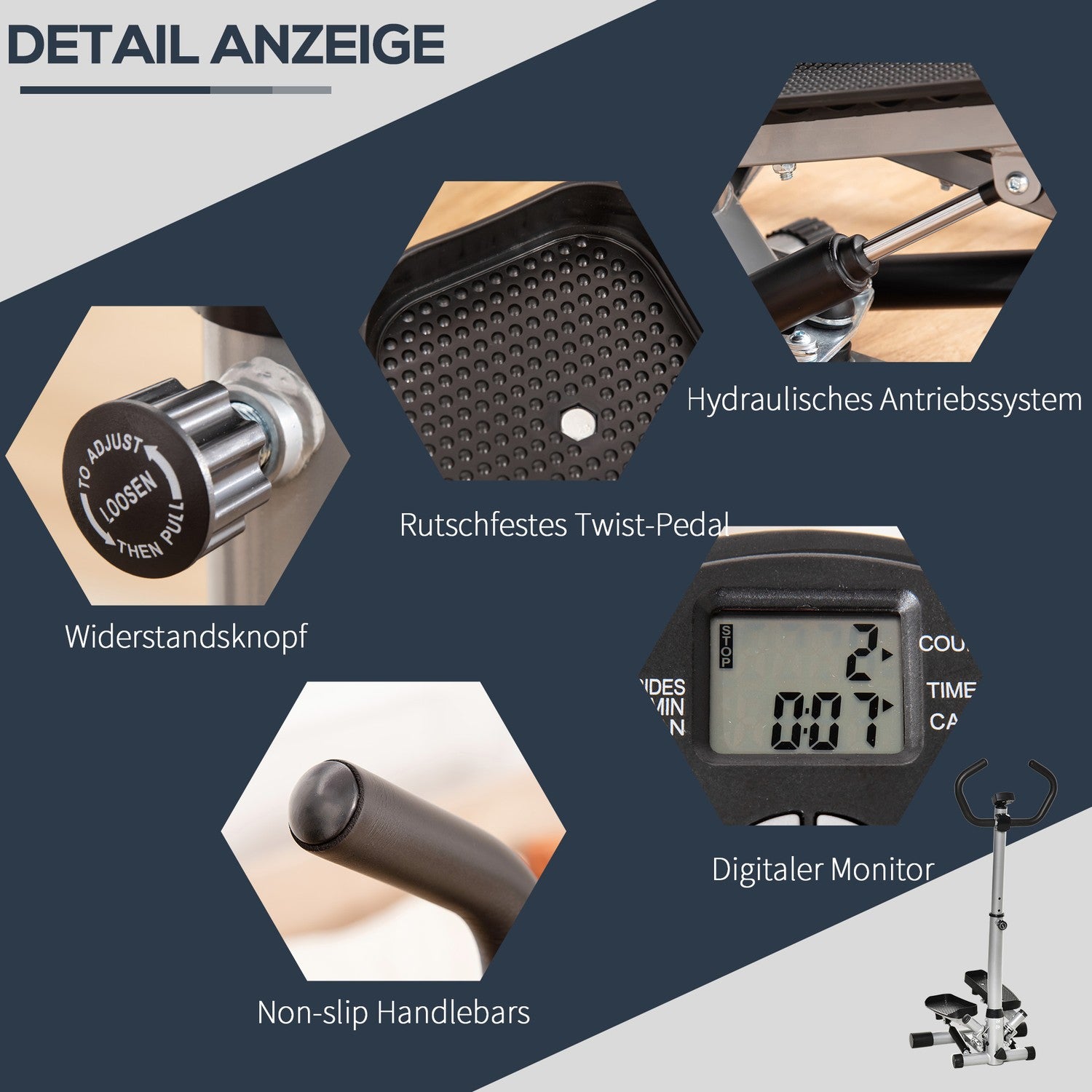 Motionscykel med justerbar hastighet och LCD-skärm