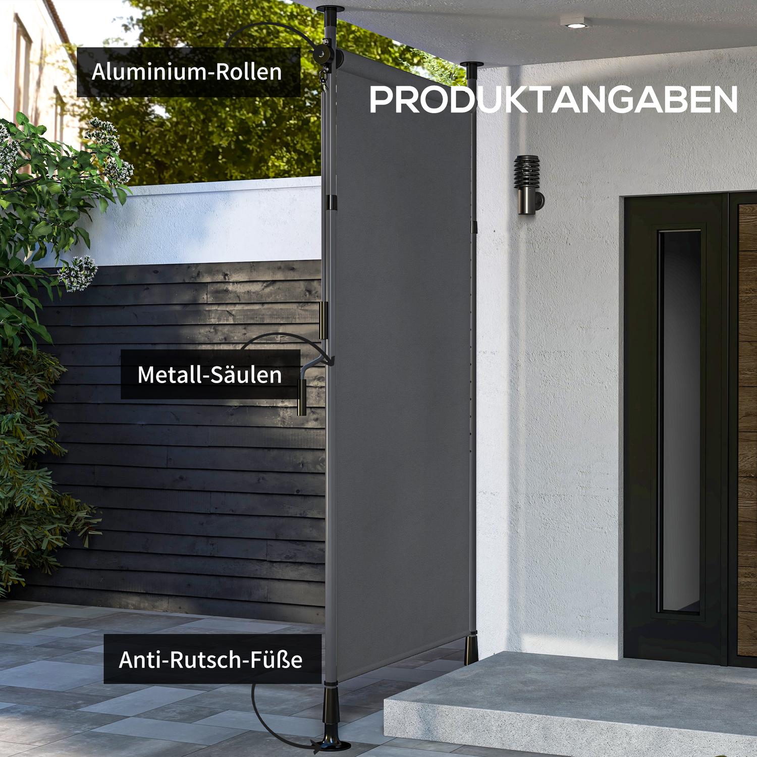 Mörkgrå Väderbeständig Balkongmarkis – 150x220-310cm