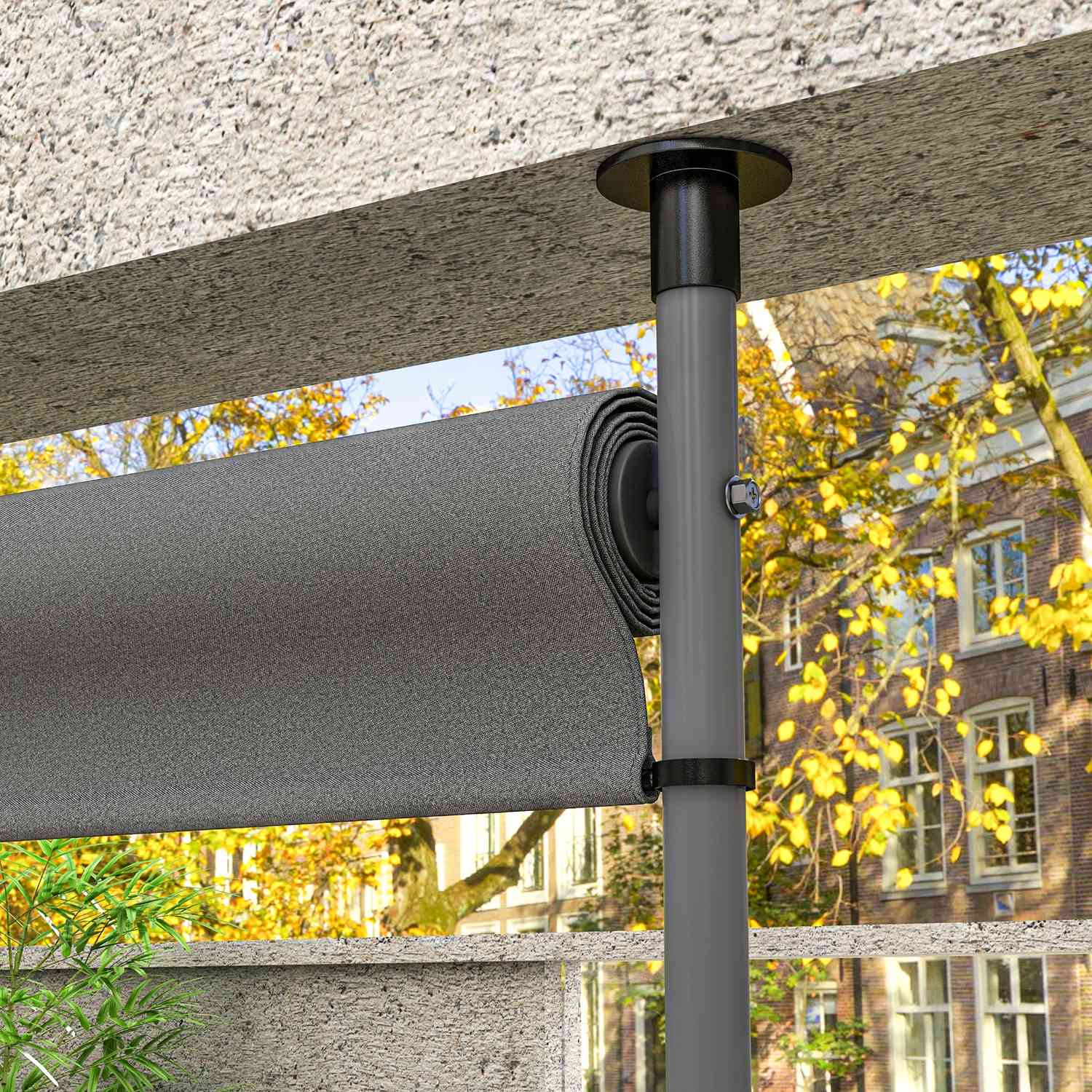 Mörkgrå Väderbeständig Balkongmarkis – 150x220-310cm