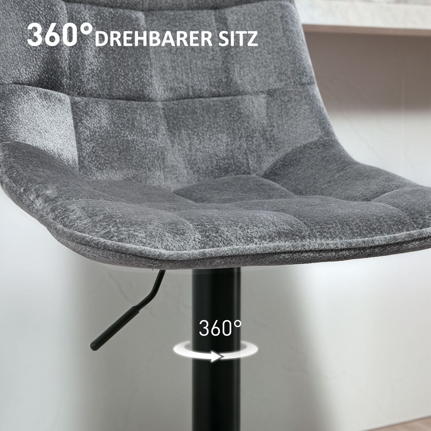 Mörkgrå justerbara barstolar, set om 2, med ryggstöd