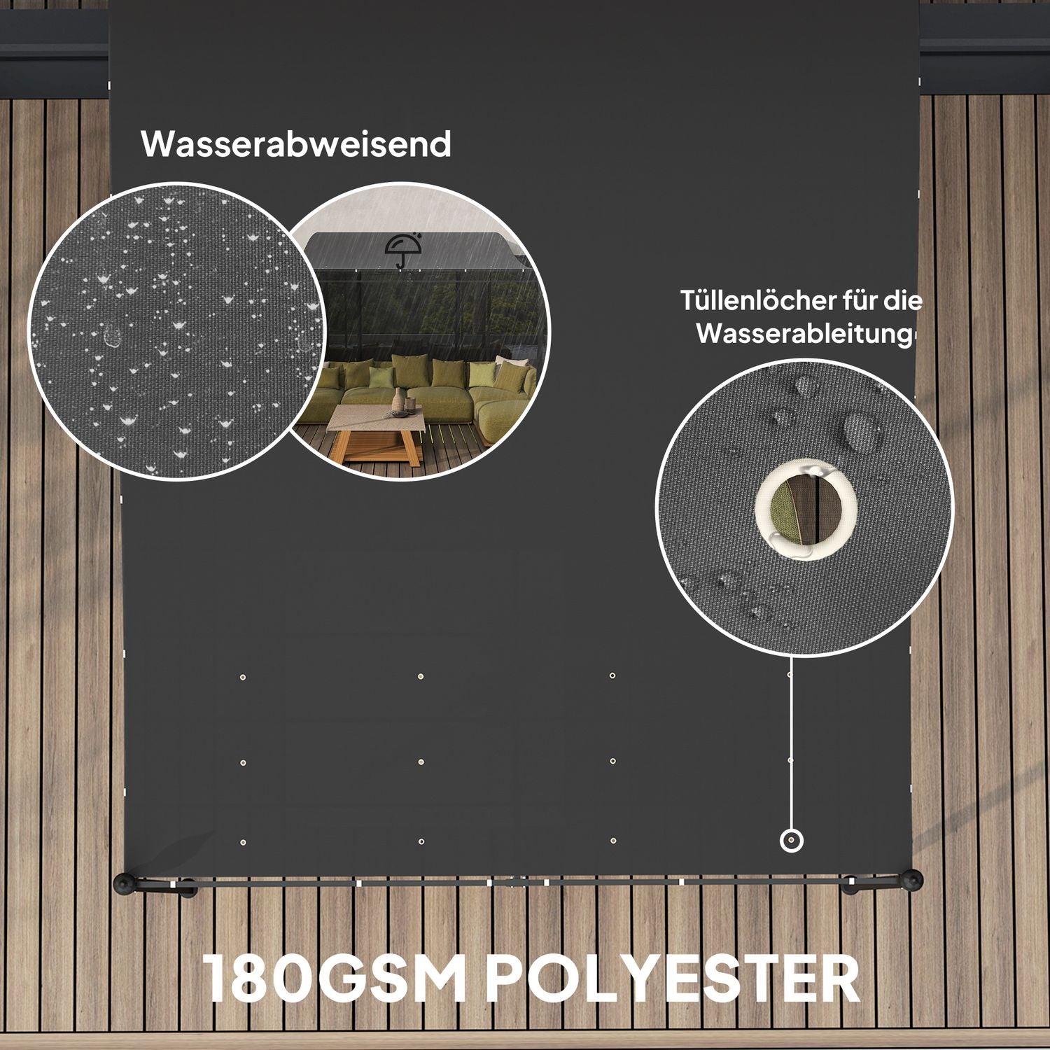 Mörkgrå trädgårdspaviljong Pergola, vattenavvisande, 2,5x3x2,5 m