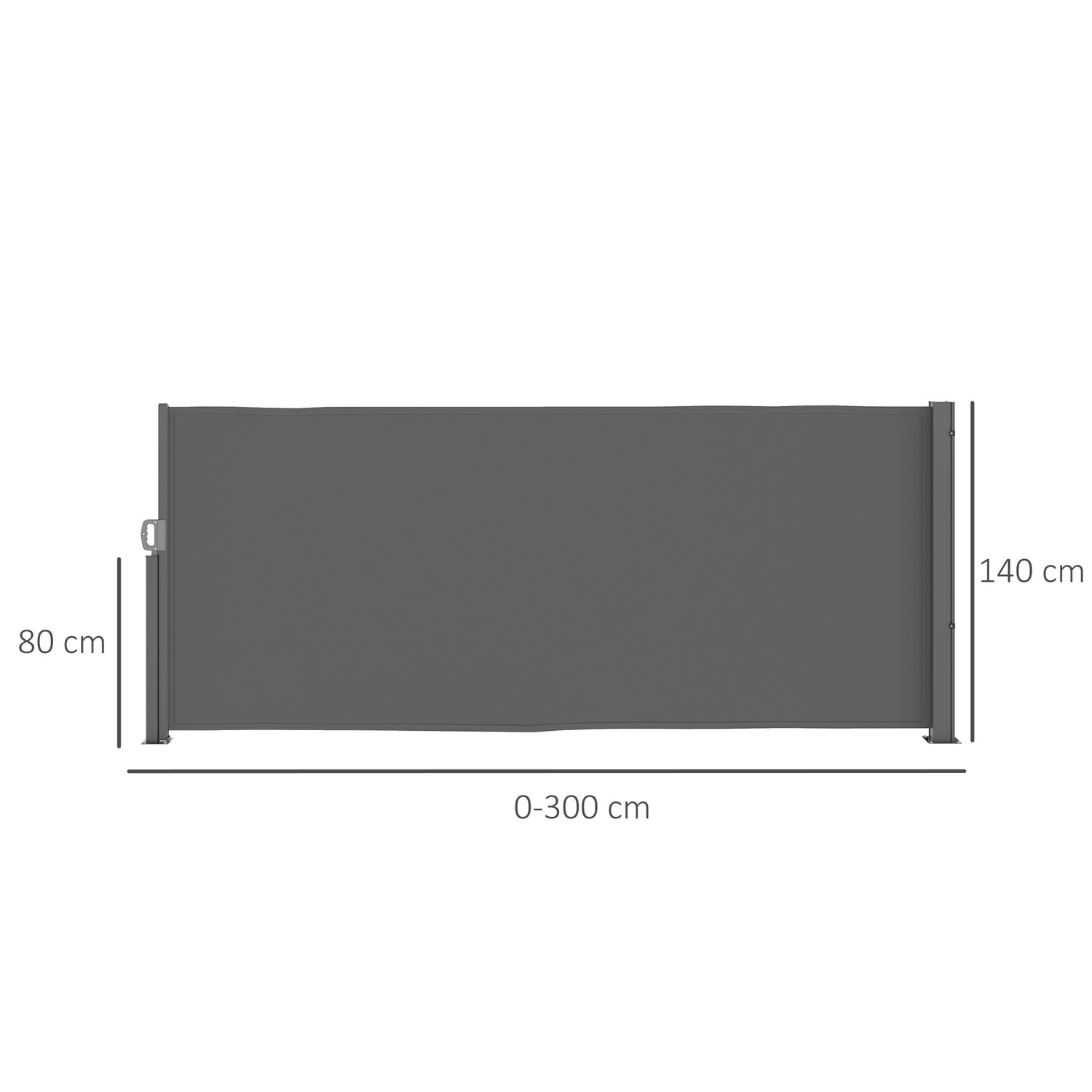 Mörkgrå utdragbar sidomarkis, 300x140cm Privacy Screen