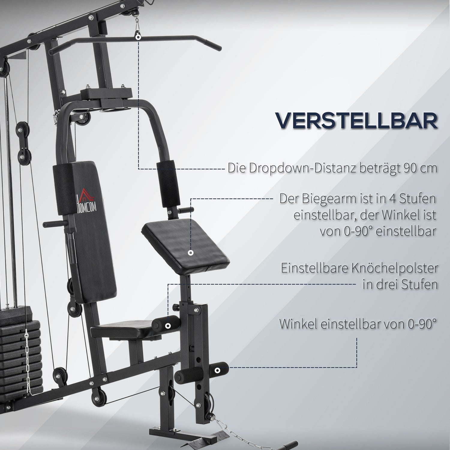 Multi-Gym Fitness Station med vikter och stoppning, svart