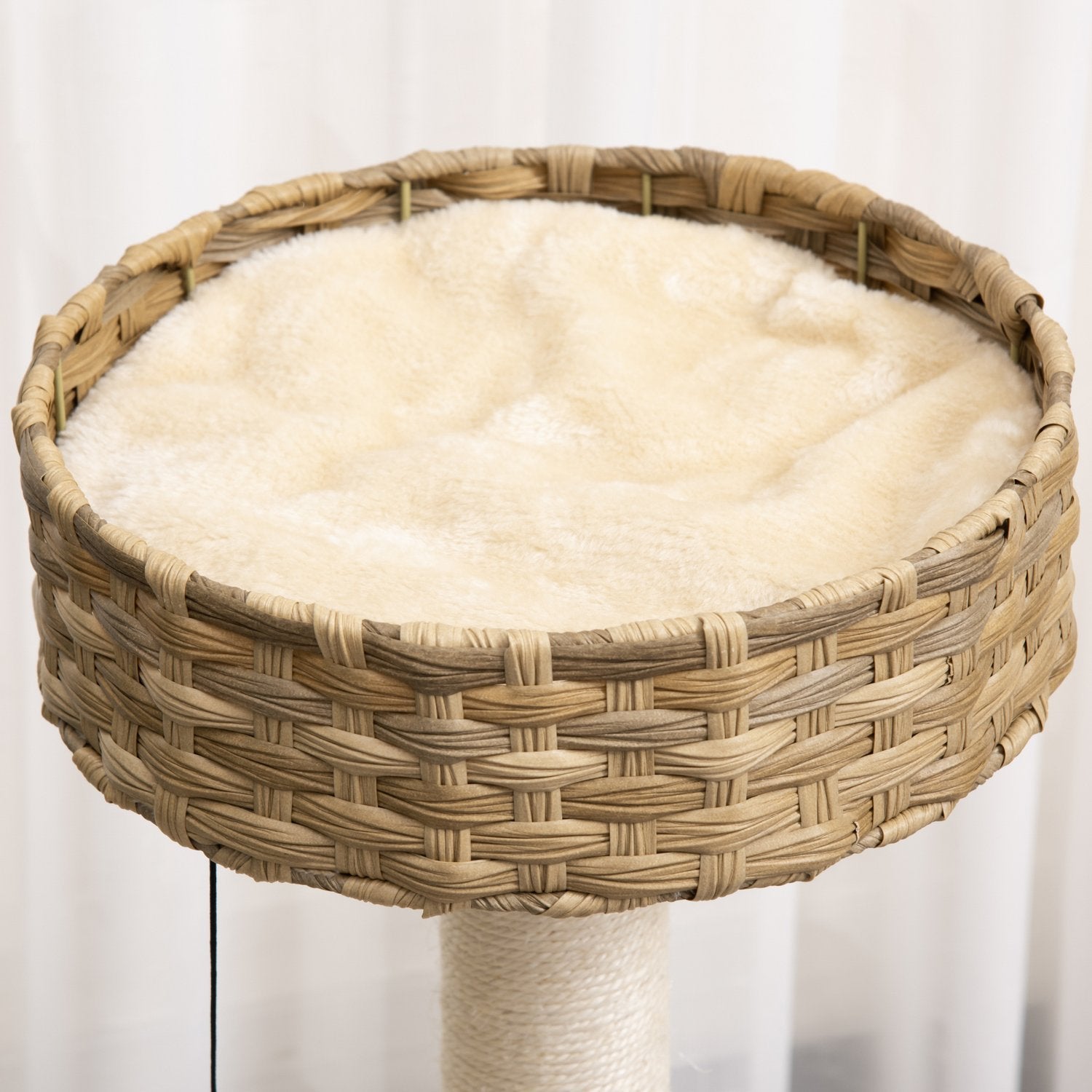 Skrapstolpe Rottingkattträd, Klätterträd Med Cat Cave & Sisal-Stolpar, Lekbollar, 95Cm, Naturlig Sisal+Beige