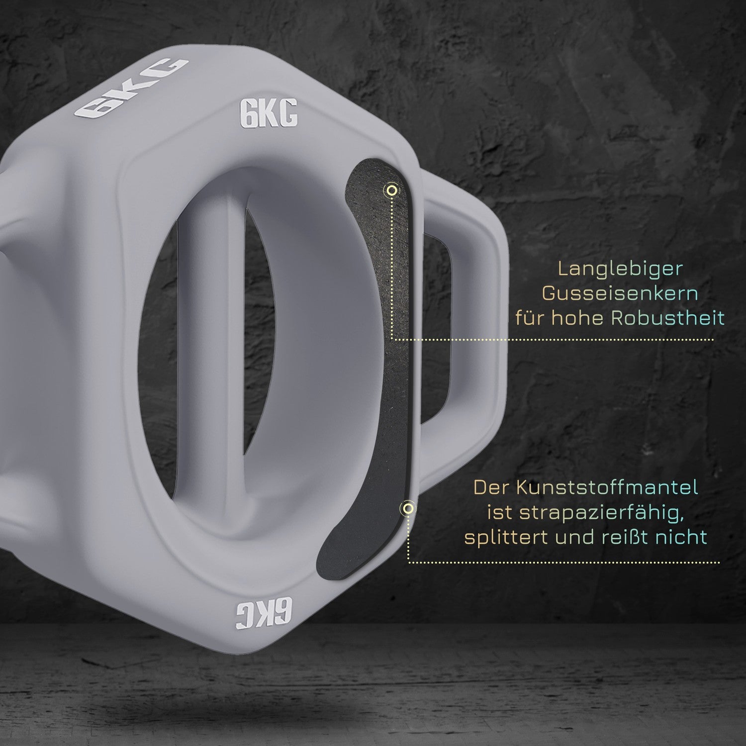 Multifunktionell 3-i-1 6 kg hantel – golvvänlig, metall