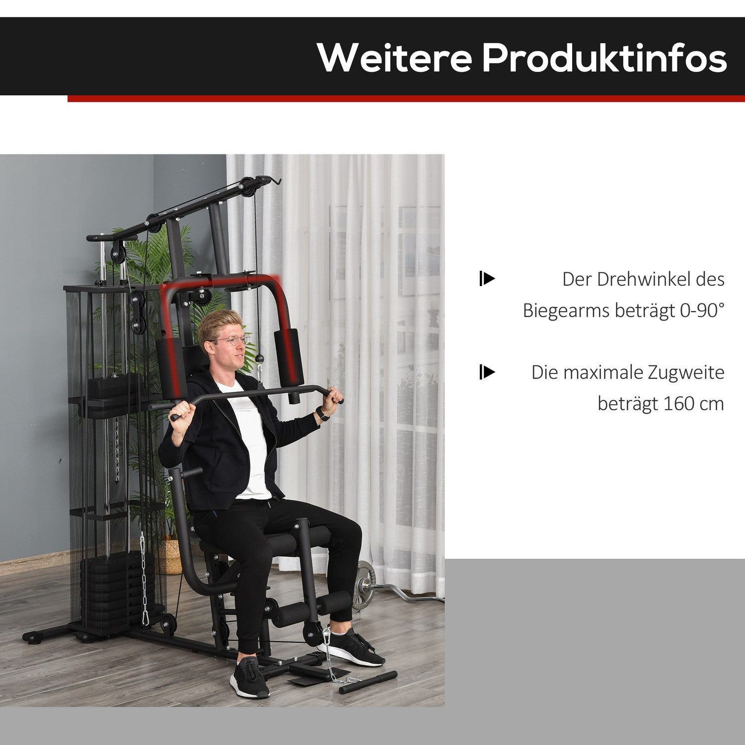 Multigym Fitness Station med Vikter & Leg Curl, Svart