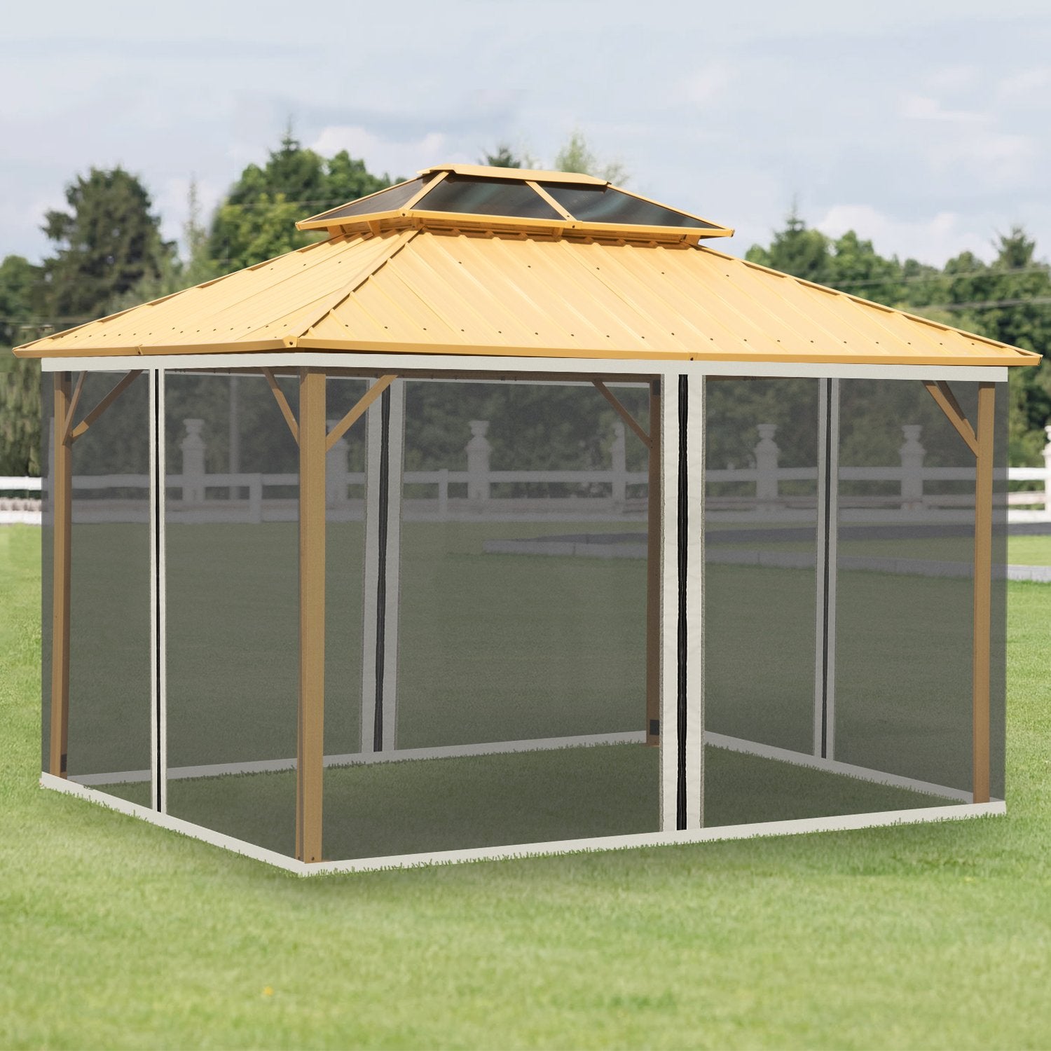 Myggnät för 3x4 Gazebo, 4 paneler, dragkedja, svart nylon