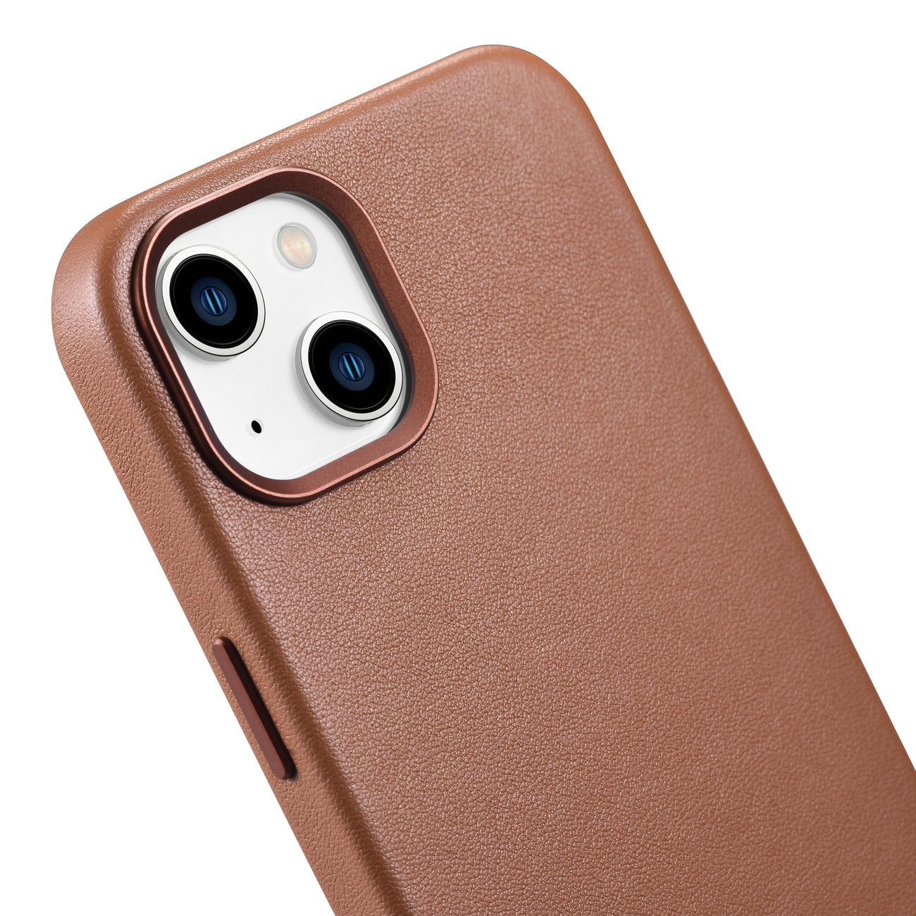 Naturligt läderfodral för iPhone 14 MagSafe Fodral Läderfodral ljusbrunt