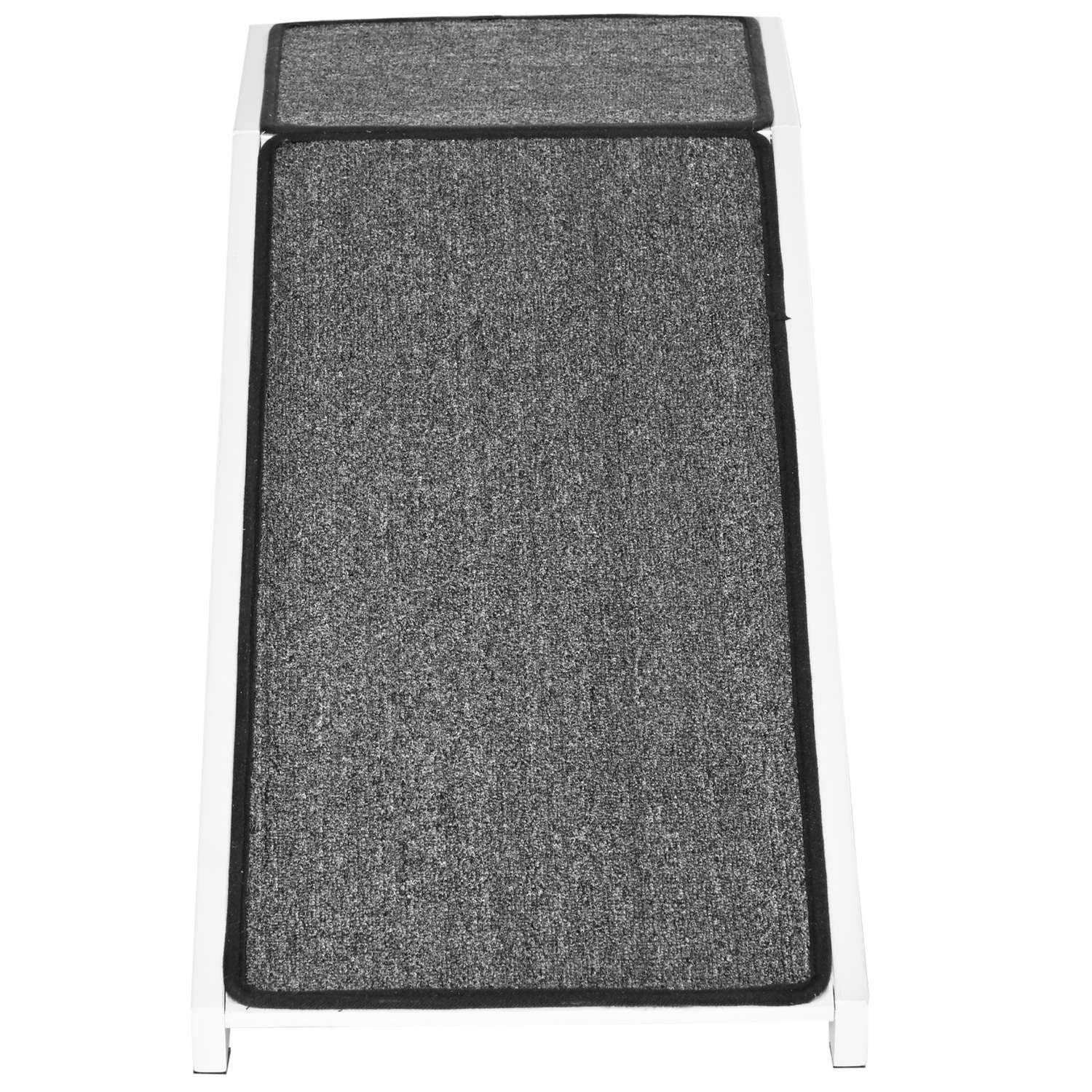 Djurramp Med Halkfri Matta Djurstege Hundaramp För Hundar Upp Till 30 Kg Furu Polyester Vit + Grå 125 X 40 X 35,5 Cm