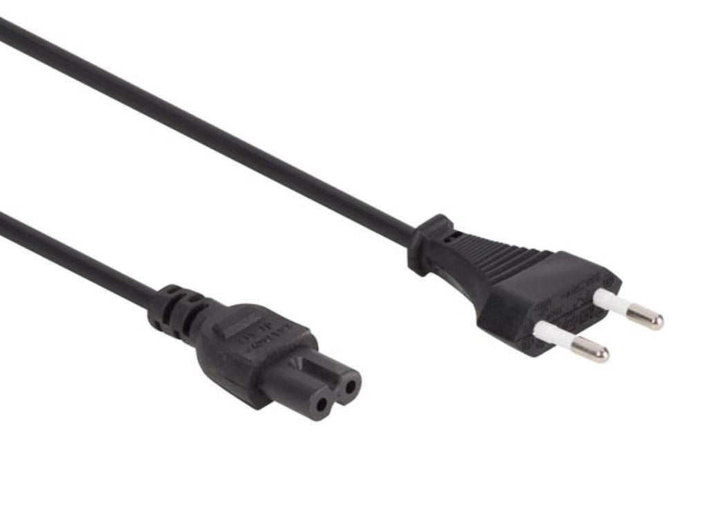 Nätsladd Svart Cee 7/16 "Europlug"+ C7 L=2 M H03Vvh2-F 2G0,75 Mm²
