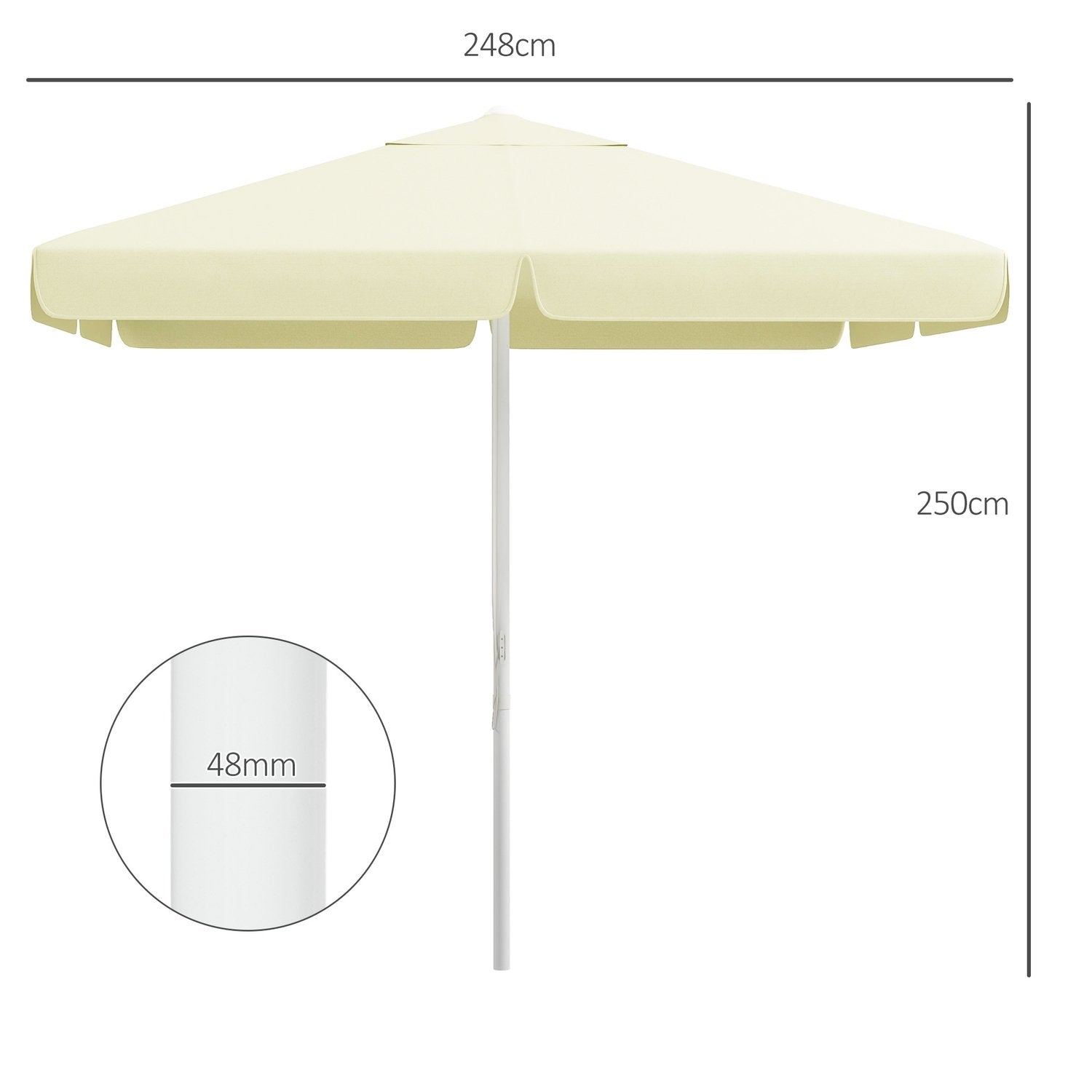 Parasoll 2,5X2,5M Höjdjusterbart Balkongparaply, Uteplatsparasoll, Strandparasoll Med Aluminiumram, Beige