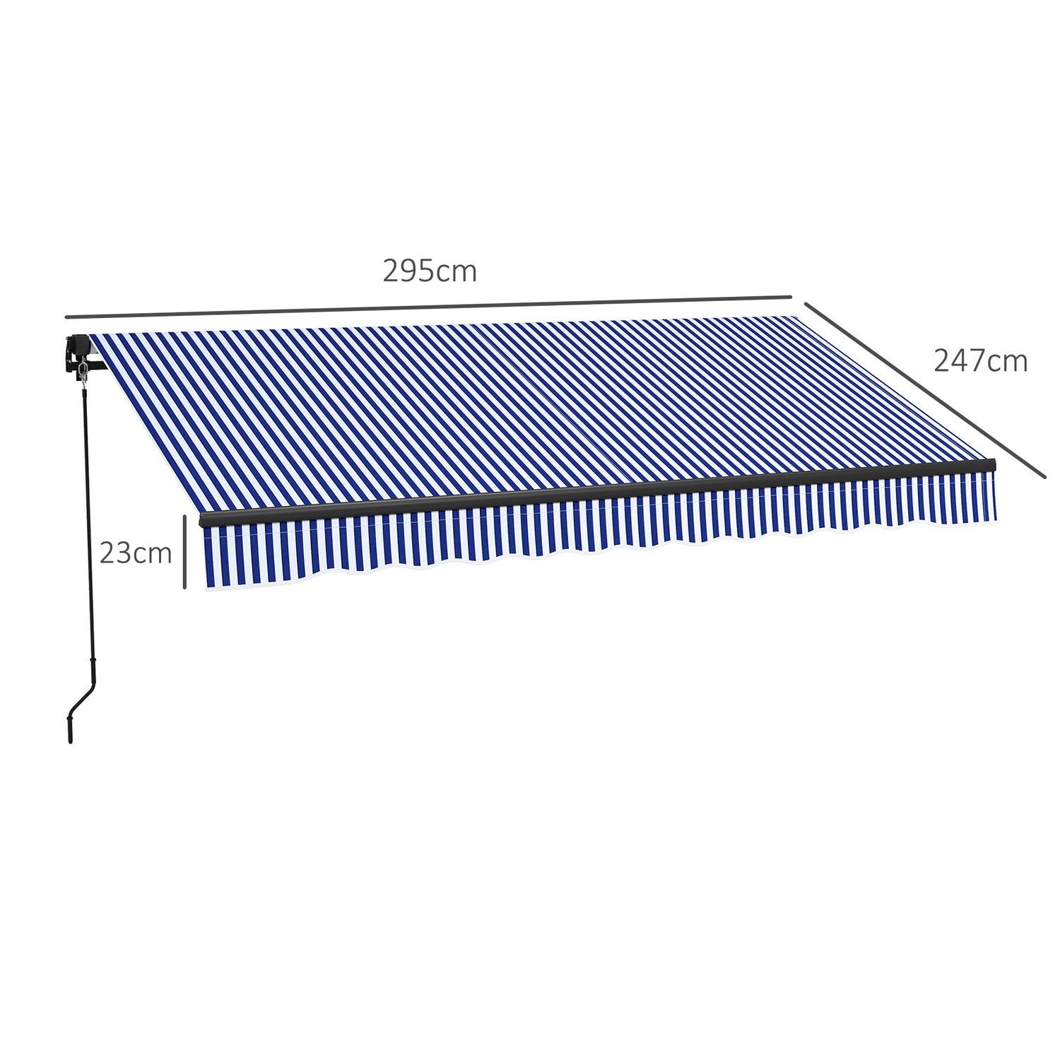 3 X 2,5 M Markis Vägghängd Balkongmarkis Med Handvev, Solskydd, Solskydd För Balkong Aluminium Blå + Vit