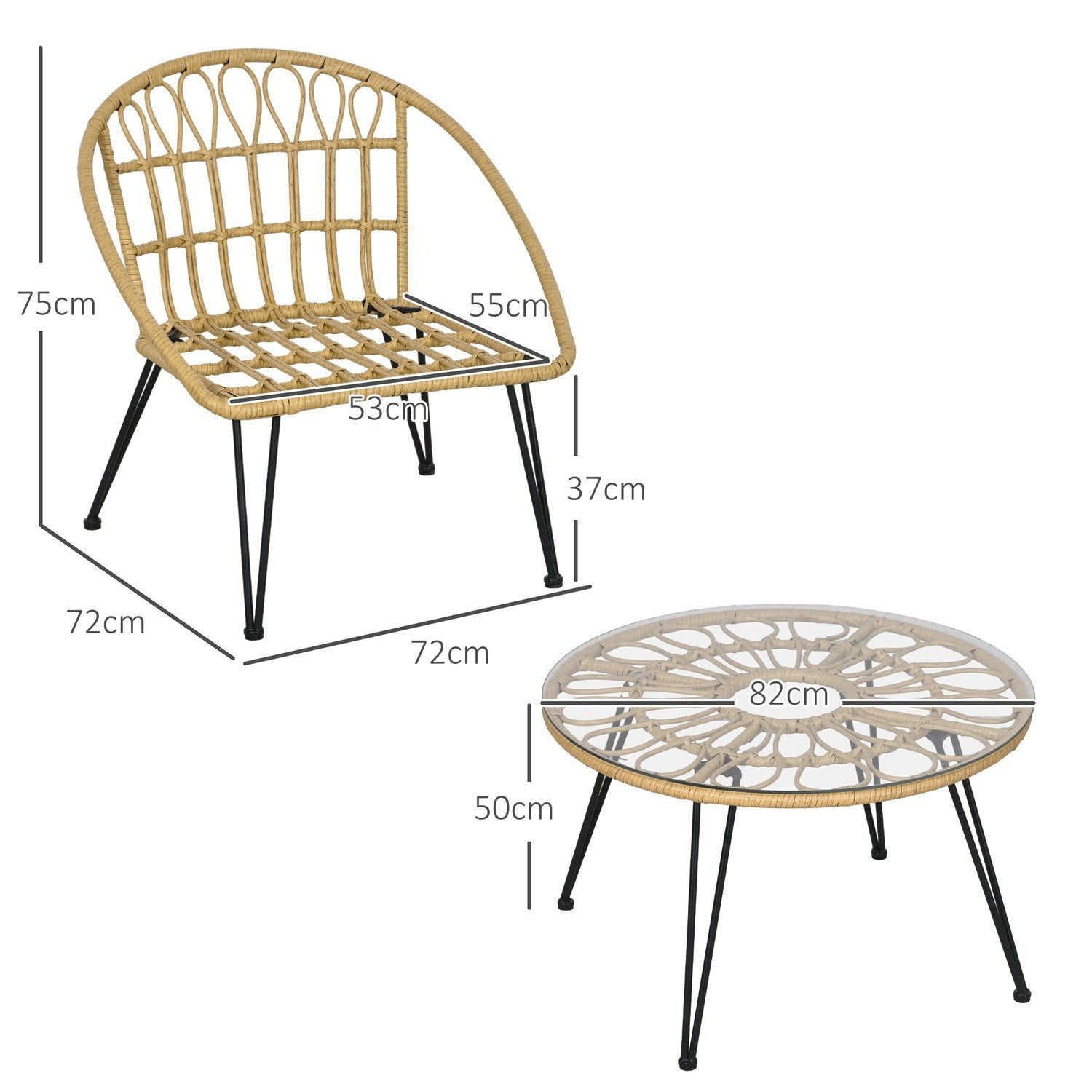 5-Delad Trädgårdsmöbelset I Rotting, Sittset Med 1 Matbord, 4 Stolar, Sittgrupp, Trädgårdsset För Balkong, Terrass, Polyester, Beige