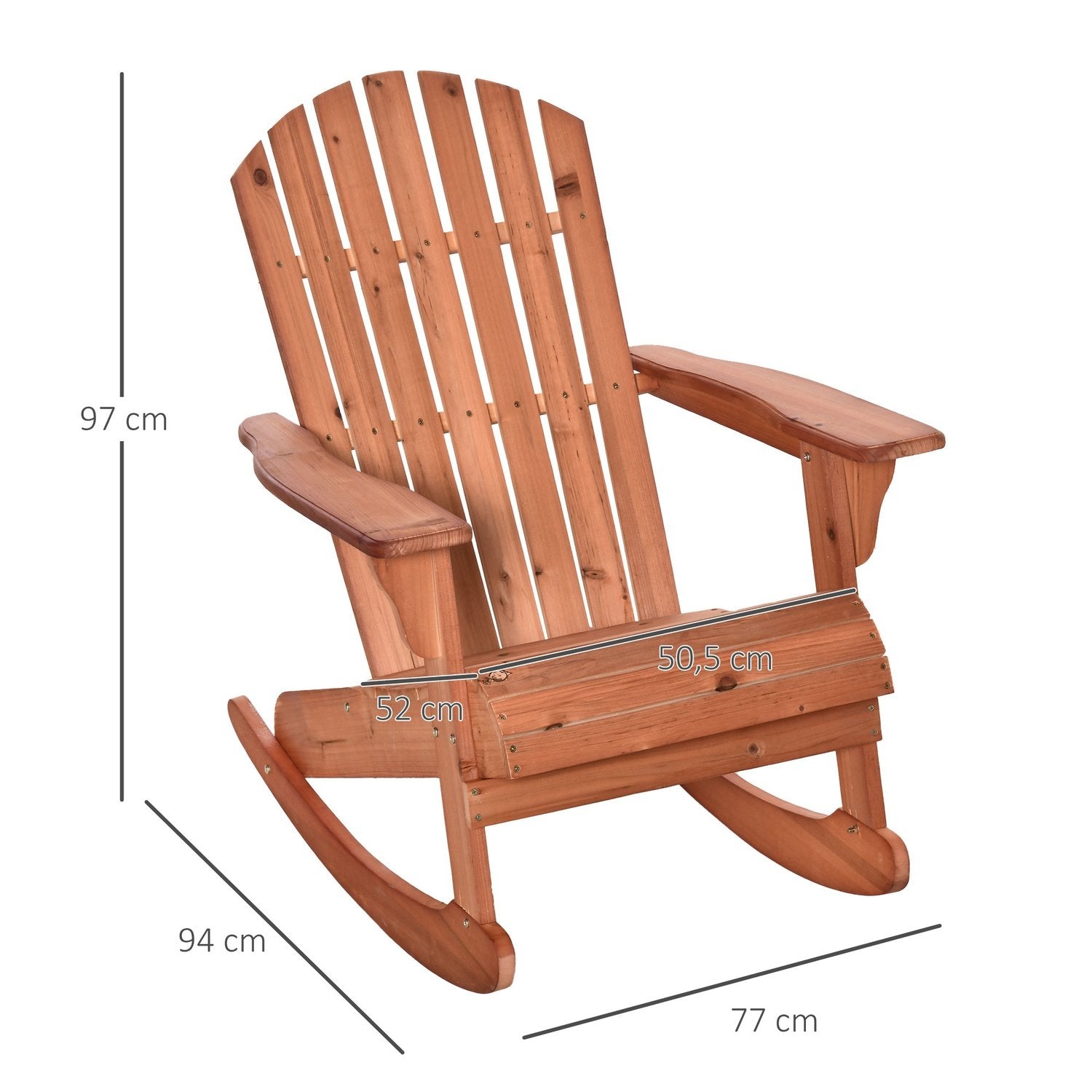 Adirondack Trädgårdsstol Gungstol Gungstol Trädgårdsstol Trädgårdsmöbler Balkongstol Naturlig 77 X 94 X 97 Cm