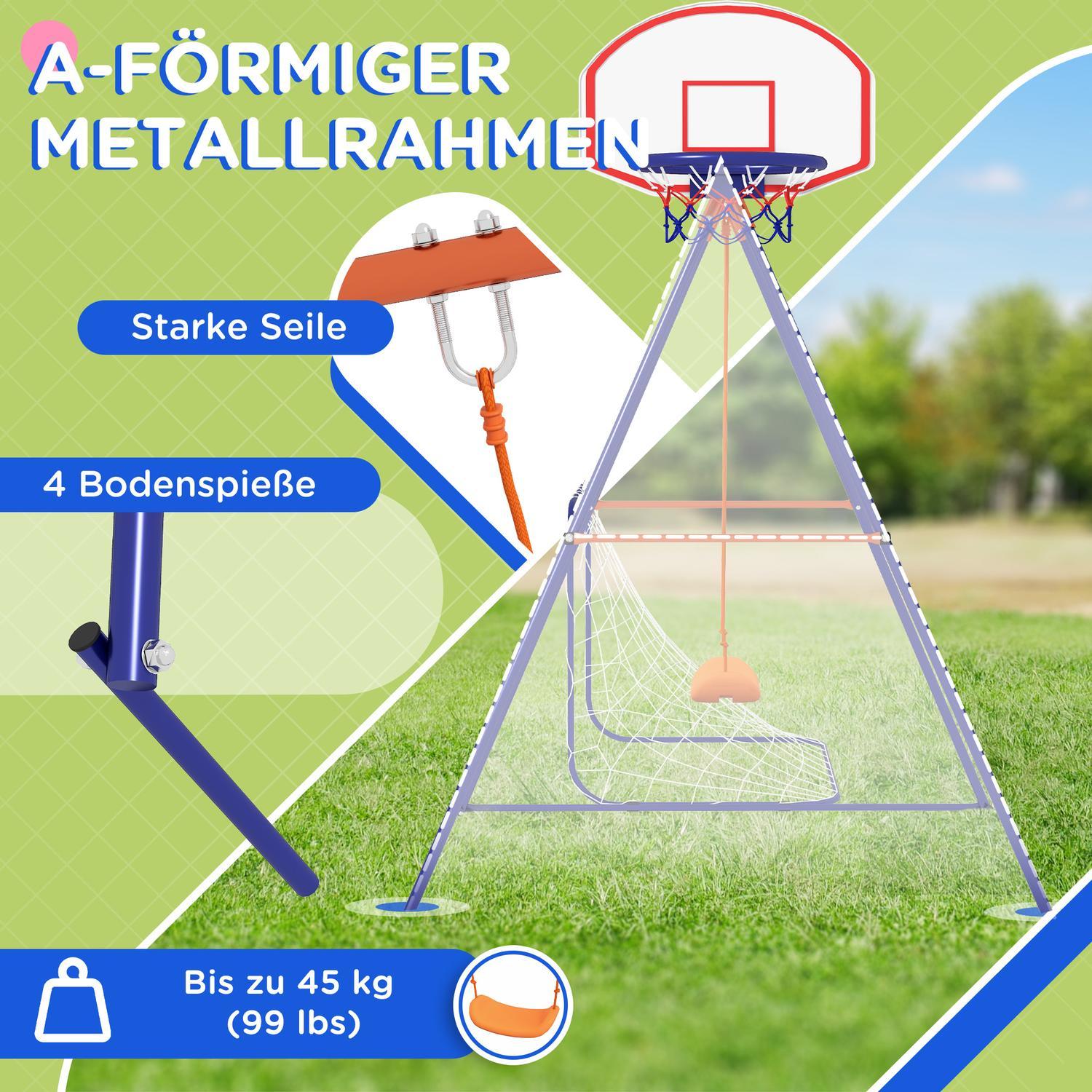 Baby Swing Fotboll Mål Basket Hoop 3-8 År Stål Mörkblå