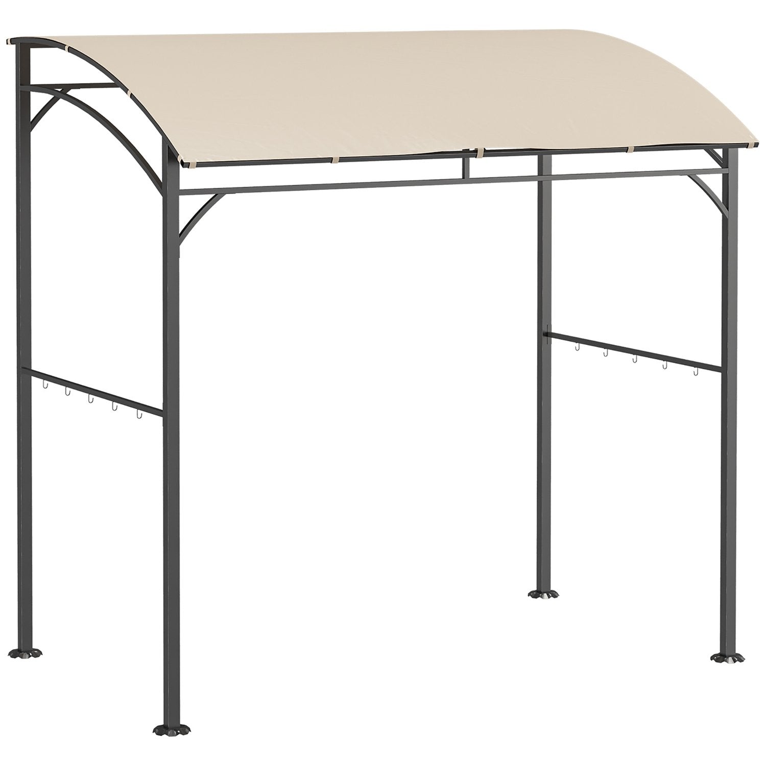 Barbecue Gazebo, Grillkapell, Regnskydd Med Uv-Beständig, Trädgårdslusthus Med Krokar, Stålstomme, Polyester, Beige, 215 X 150 X 220 Cm