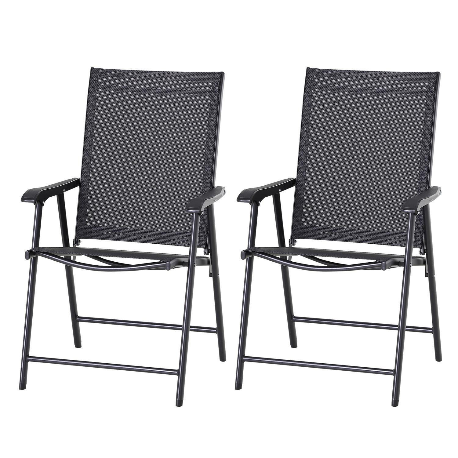 Campingstolar Set Med 2 Klappstol Armstöd Fiskestol Metall Svart 58X64X94Cm