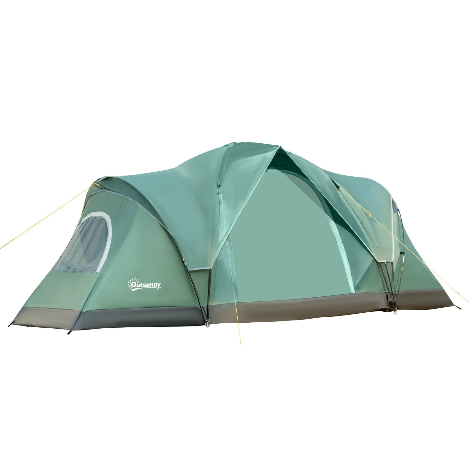 Campingtält För 5-6 Personer Tunneltält Med Pinnar, Kupoltält, Polyester, Armygrön + Svart, 4,55X2,3X1,8M