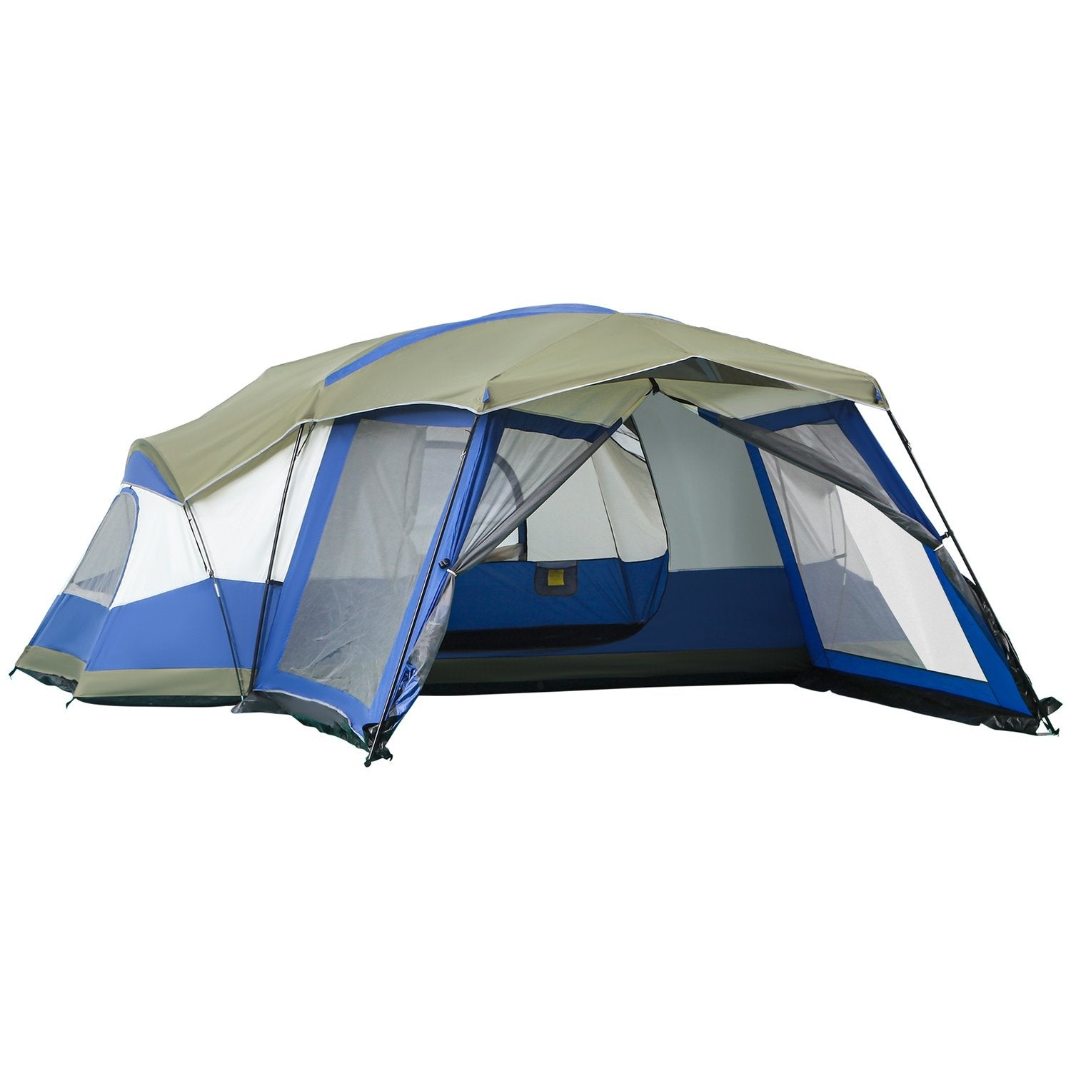 Campingtält För 6-8 Personer Familjetält Med Vestibul, 2 Fönster, Kupoltält, Pu3000Mm, Blått, 518X487X237Cm