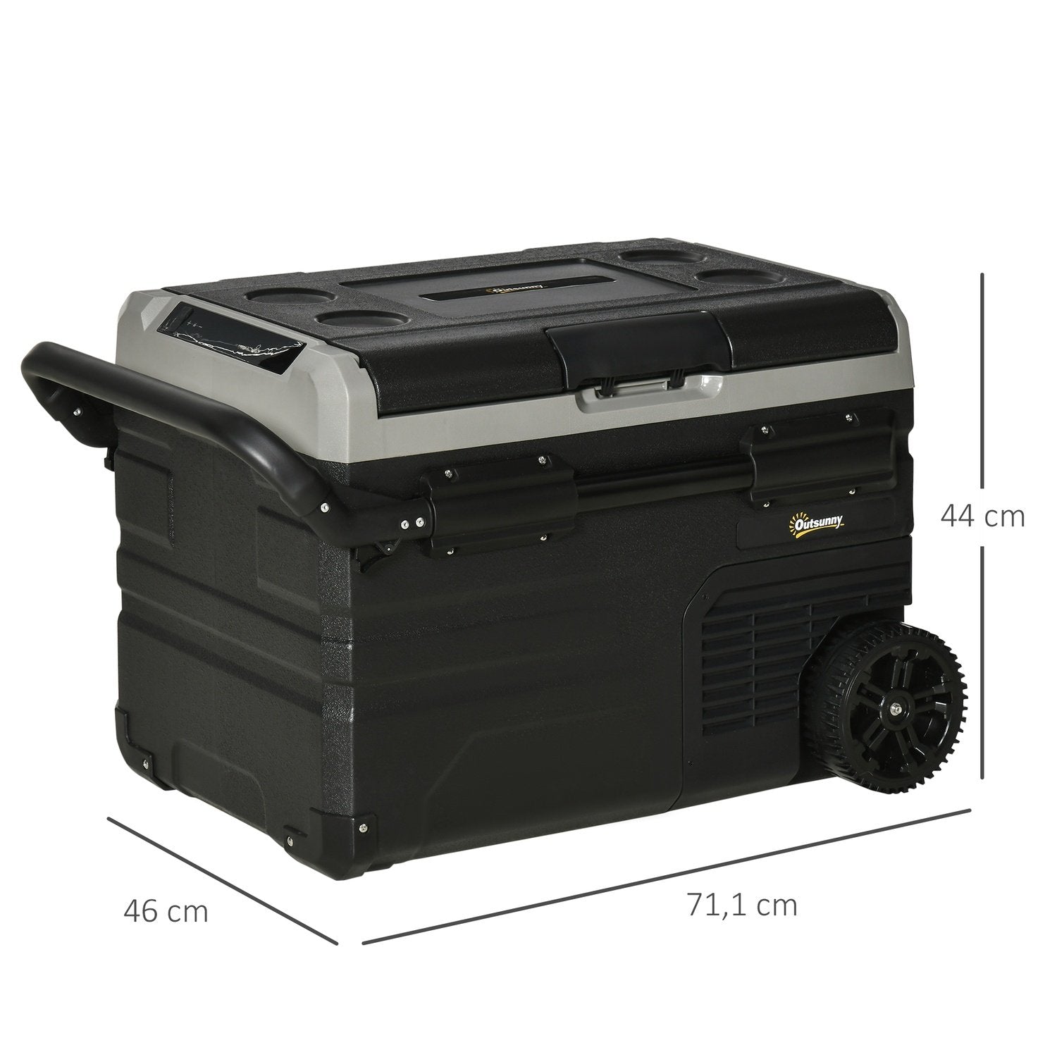 Car Cooler Box 40L Med Led-Belysning, Kompressor Bilkyl, Transporthjul, 12/24V Dc Och 110-240V Ac, Grå+Svart