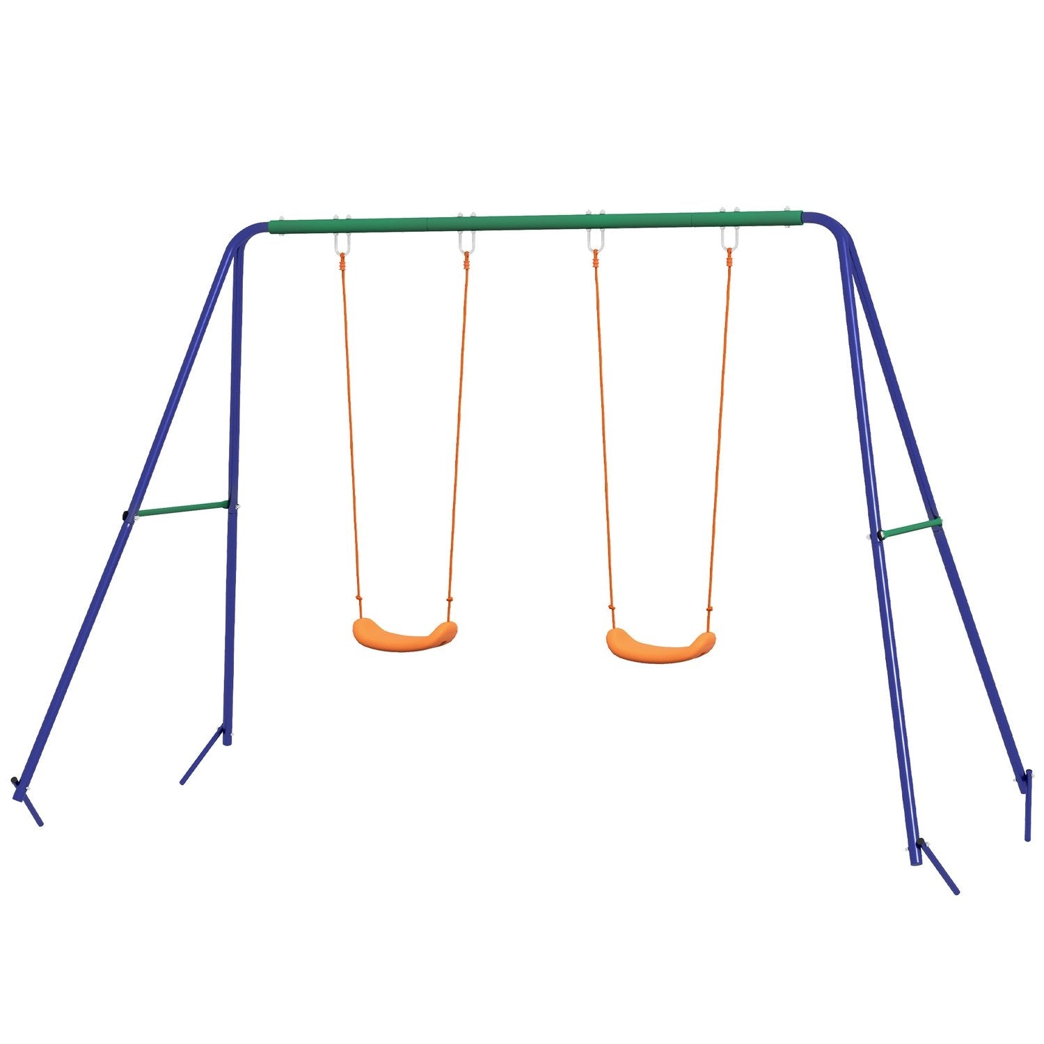 Gungställning För Barn, Gungställning Med 2 Gungor, Gungställning, Trädgårdsgunga För Två Barn 3-8 År, Stål, 2,69 X 1,6 X 1,8 M