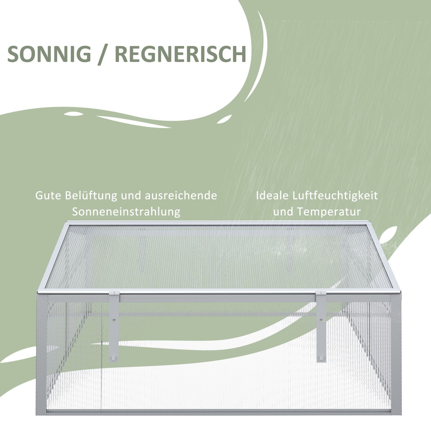 Cold Frame Aluminium 100X100X48Cm Upphöjd Säng Med Justerbart Tak, Uv-Skydd, Miniväxthus För Trädgård Och Balkong, Silver