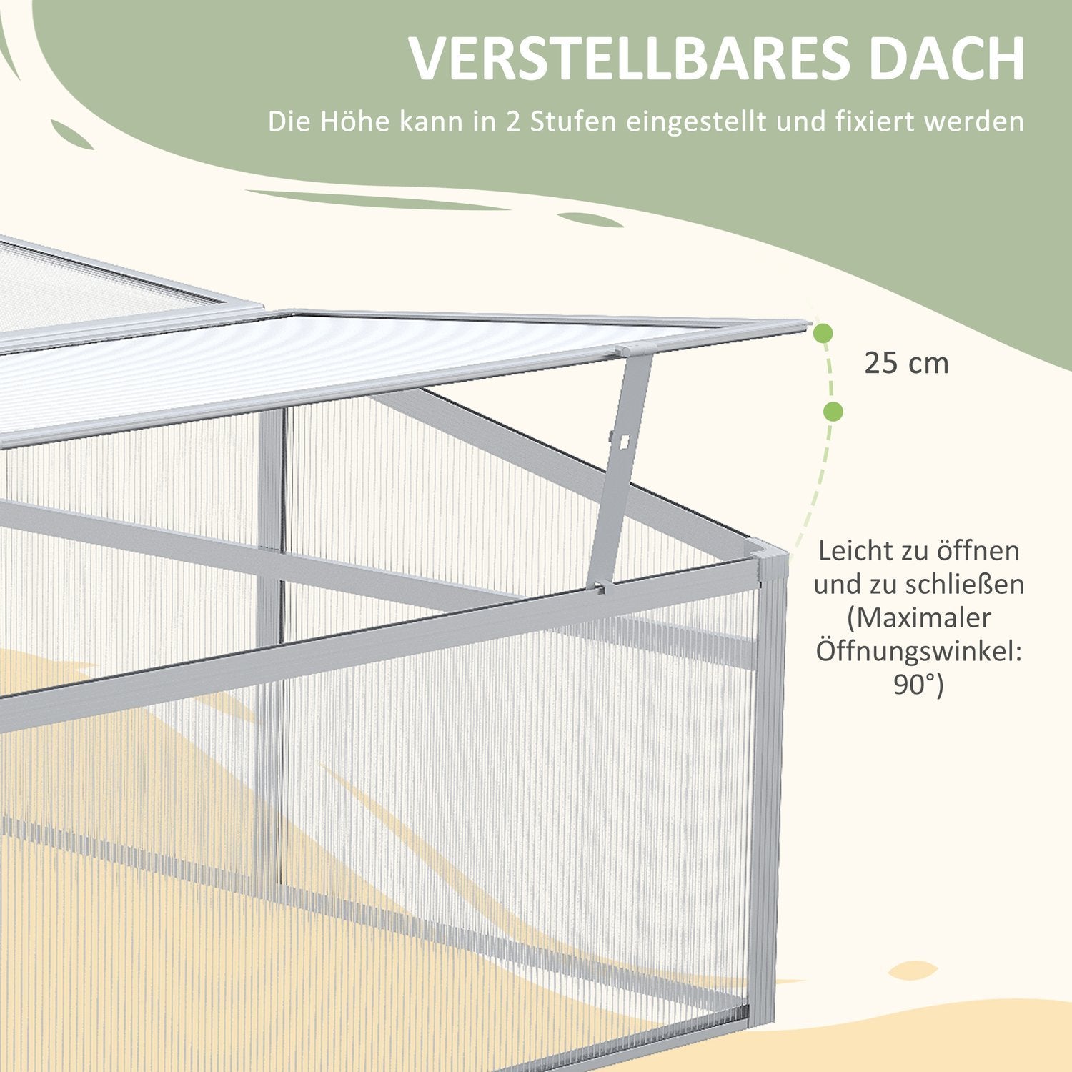 Cold Frame Aluminium 100X100X48Cm Upphöjd Säng Med Justerbart Tak, Uv-Skydd, Miniväxthus För Trädgård Och Balkong, Silver