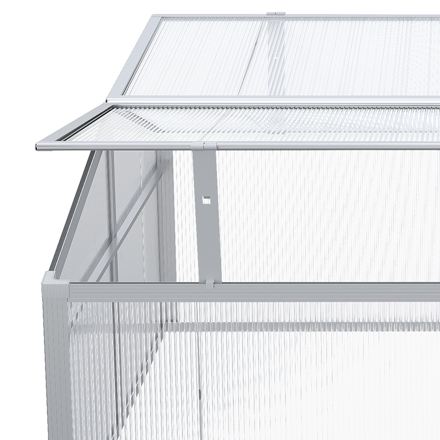 Cold Frame Aluminium 100X100X48Cm Upphöjd Säng Med Justerbart Tak, Uv-Skydd, Miniväxthus För Trädgård Och Balkong, Silver