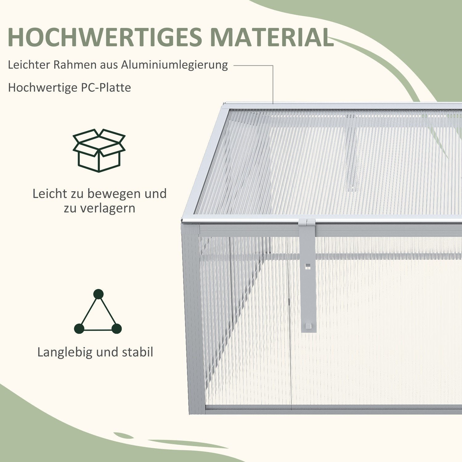 Cold Frame Aluminium 100X100X48Cm Upphöjd Säng Med Justerbart Tak, Uv-Skydd, Miniväxthus För Trädgård Och Balkong, Silver