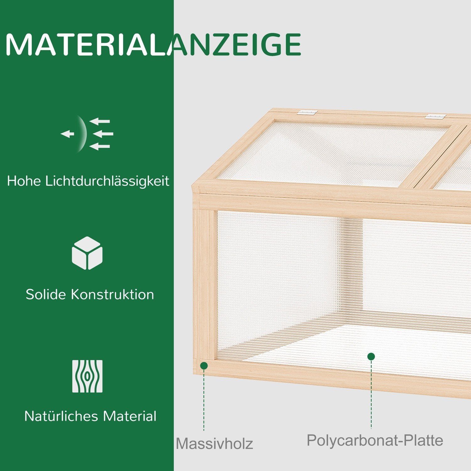 Cold Frame Växthus Med Träpolykarbonatskydd, Väderbeständig, Naturlig, 102X71X53Cm