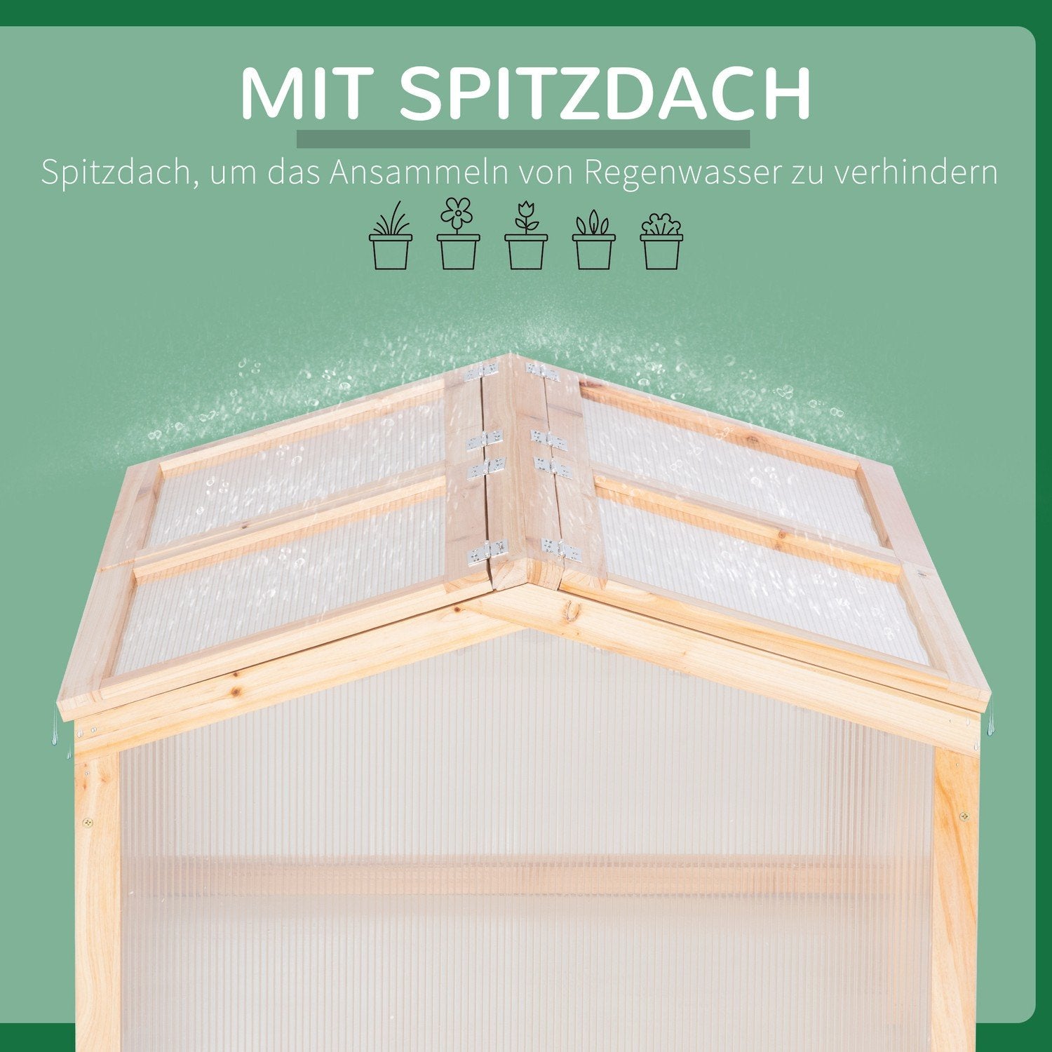 Cold Frame Växthus Med Träpolykarbonatskydd, Väderbeständig, Naturlig, 102X71X53Cm