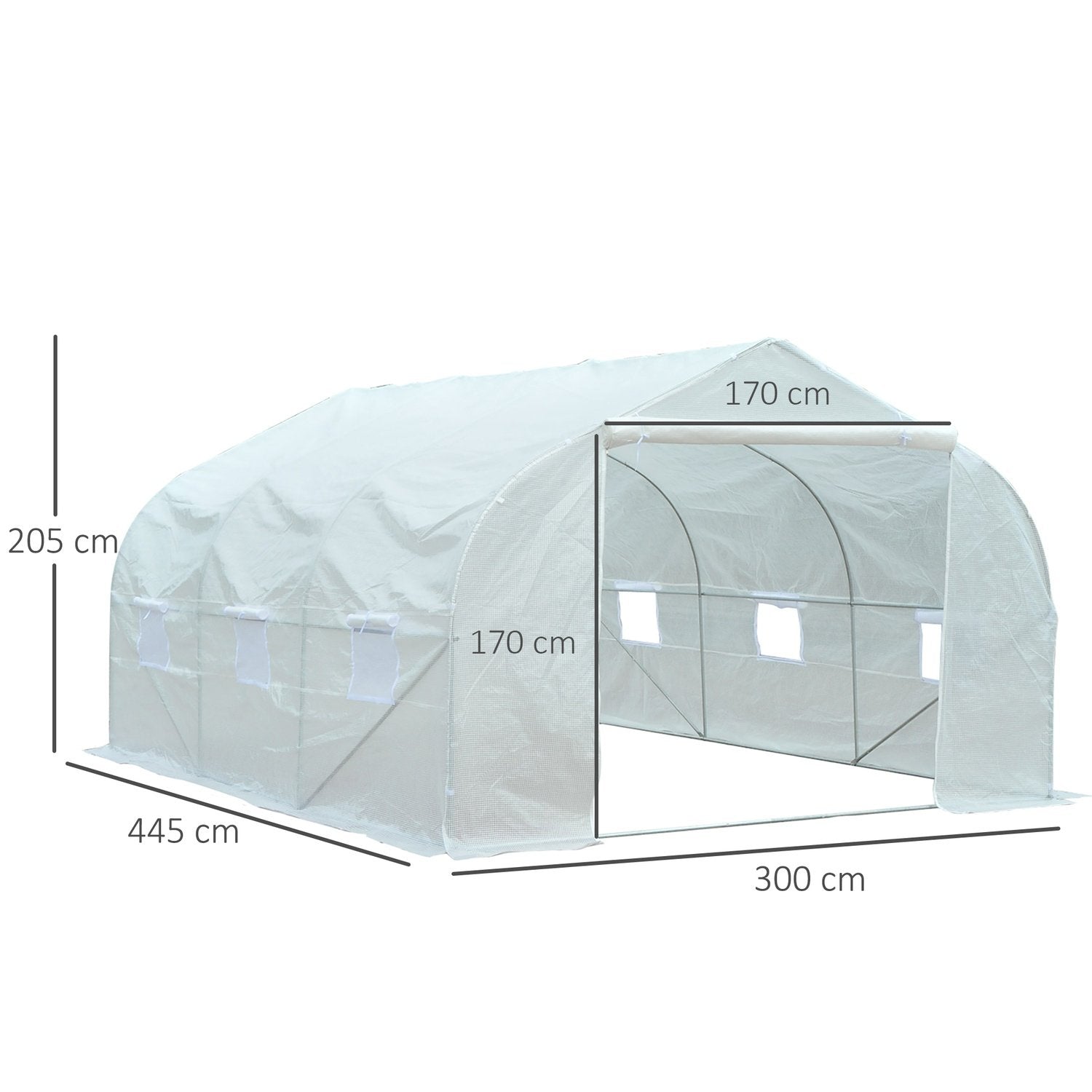 Film Greenhouse 4,45X2,99X2,05M Uv-Skydd Tomathus, Meshfönster, Vindtätt, Metall, Vit