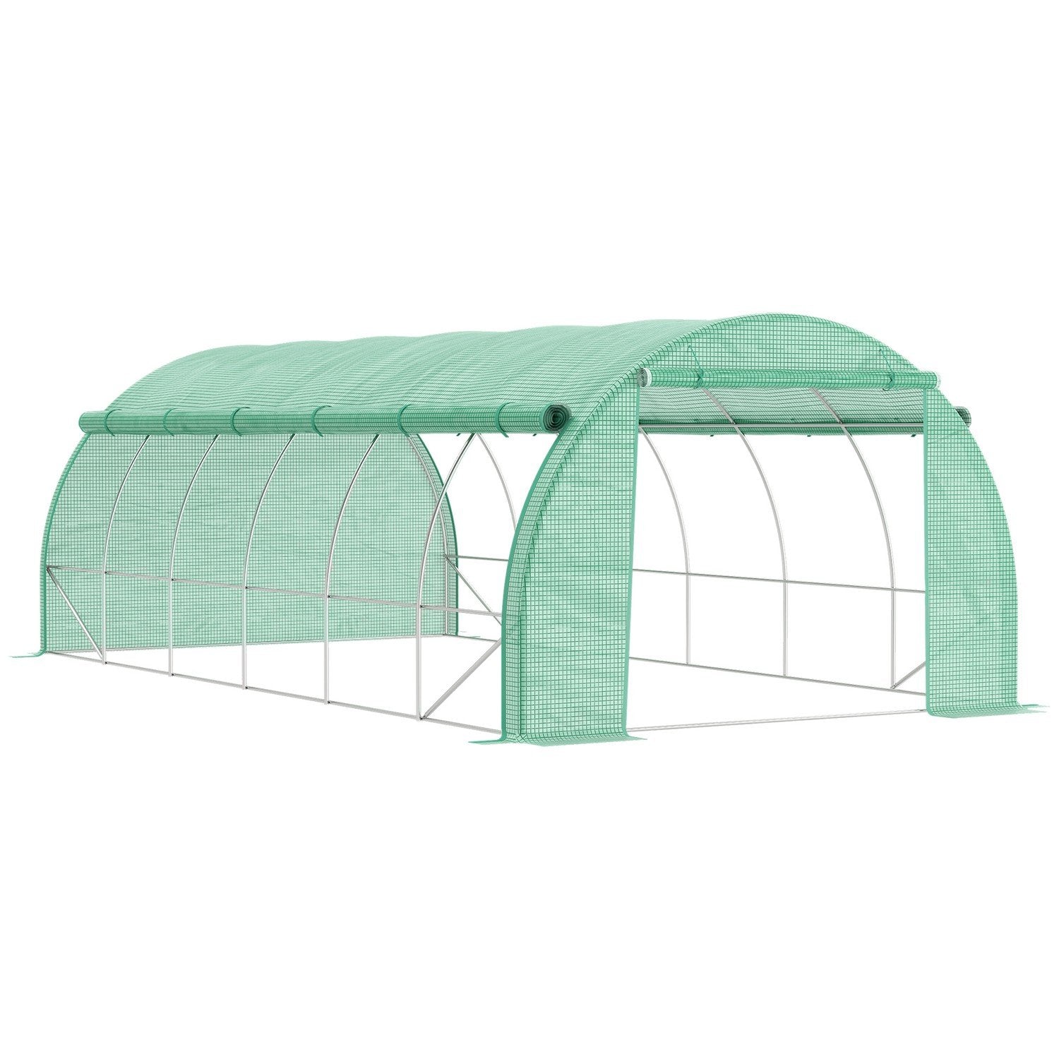 Film Greenhouse Polytunnel 6X3X2M Walkable, Uv-Skydd, Roll-Up Covers, Stålrör, Grön